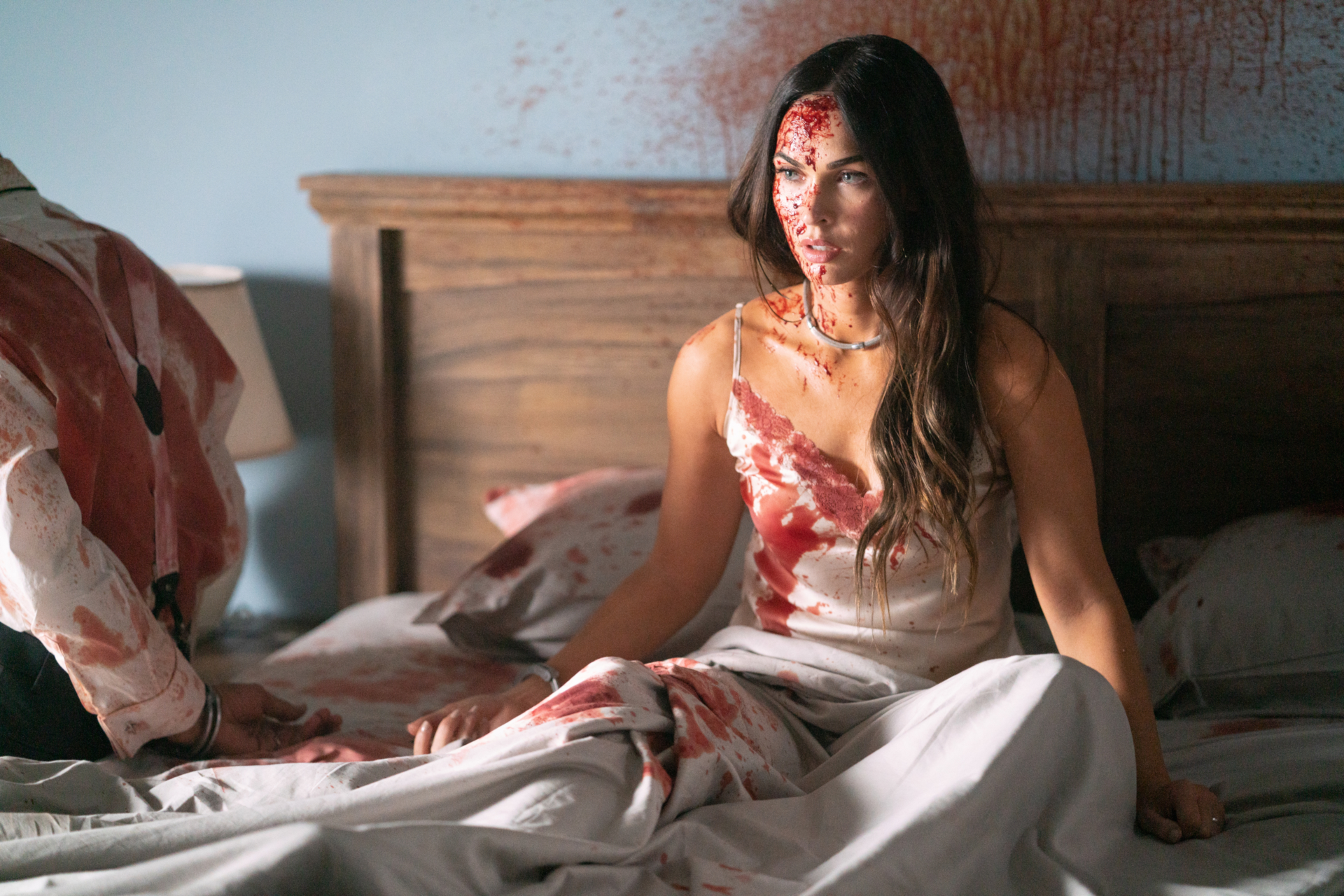 Megan Fox covered in blood on a bed HD Wallpaper