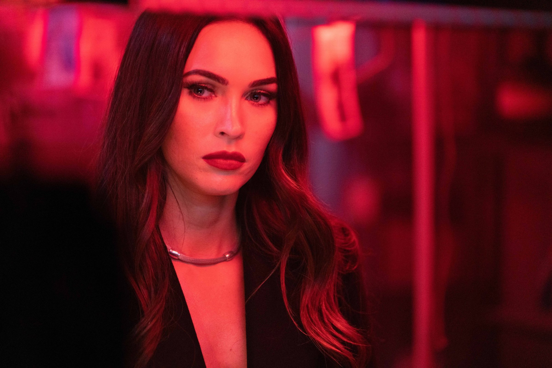 Megan Fox in red-lit scene from Till Death HD Wallpaper