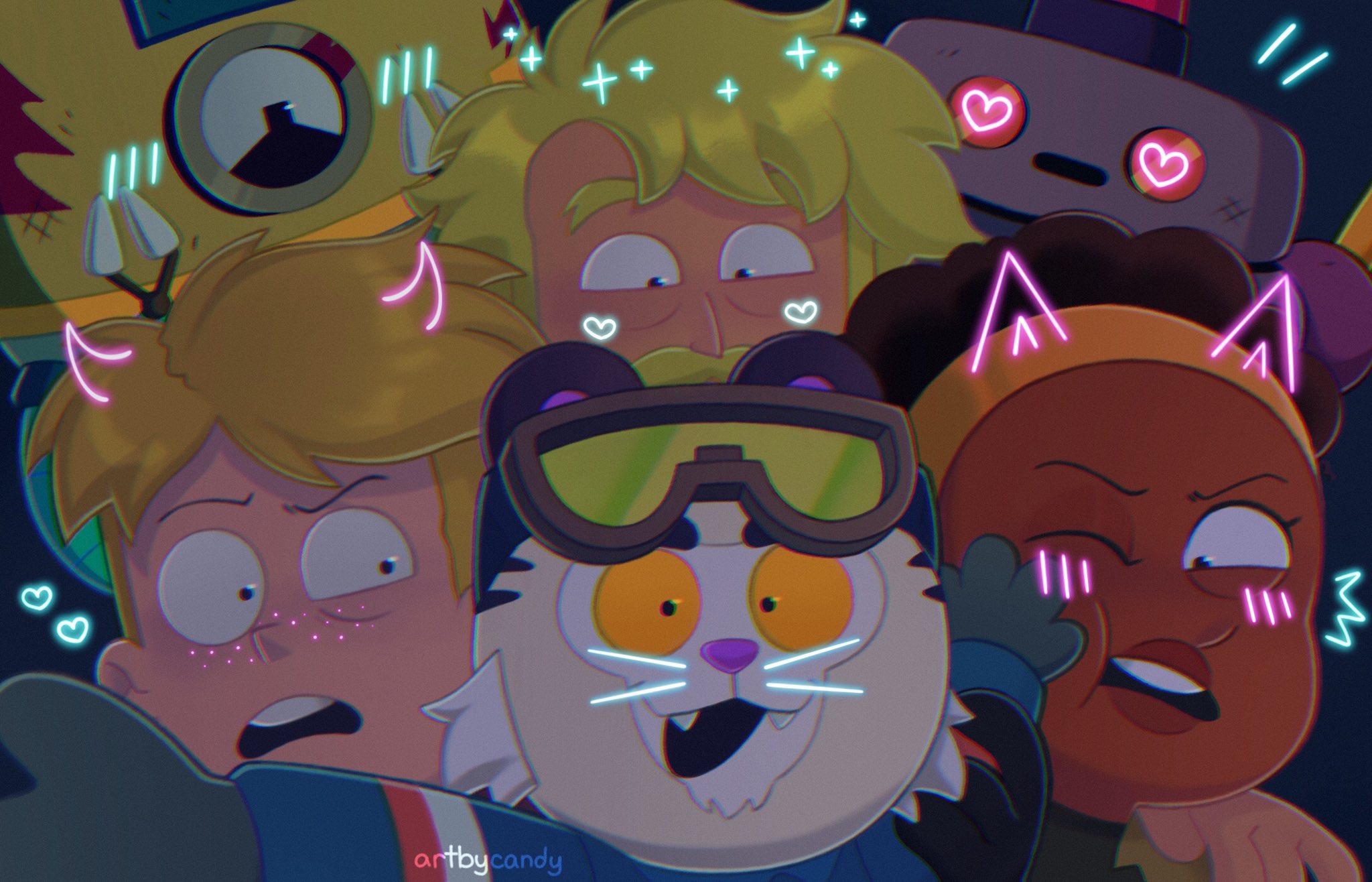 Final Space characters cute group selfie HD Wallpaper