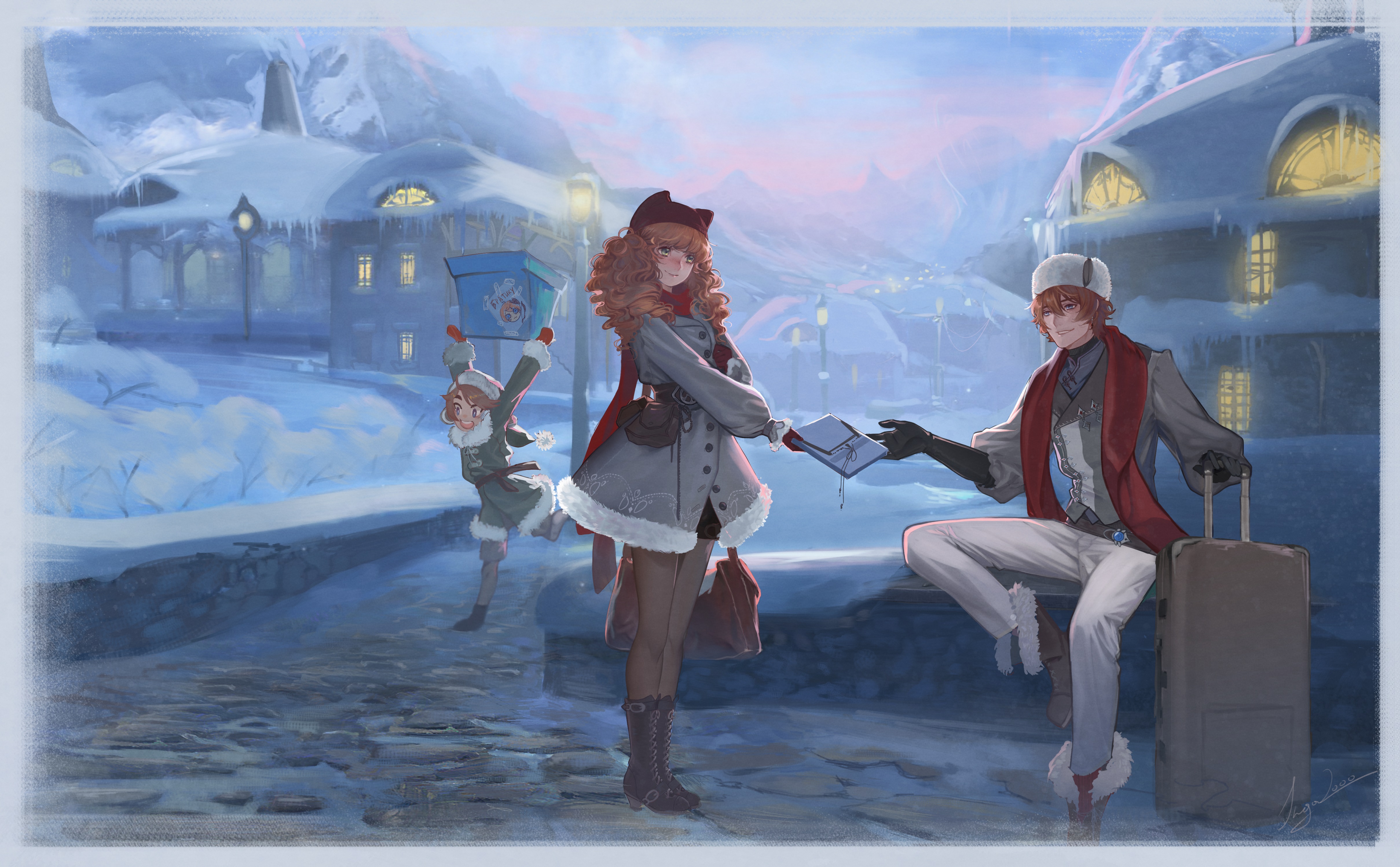 Tartaglia Childe's snowy family reunion HD Wallpaper