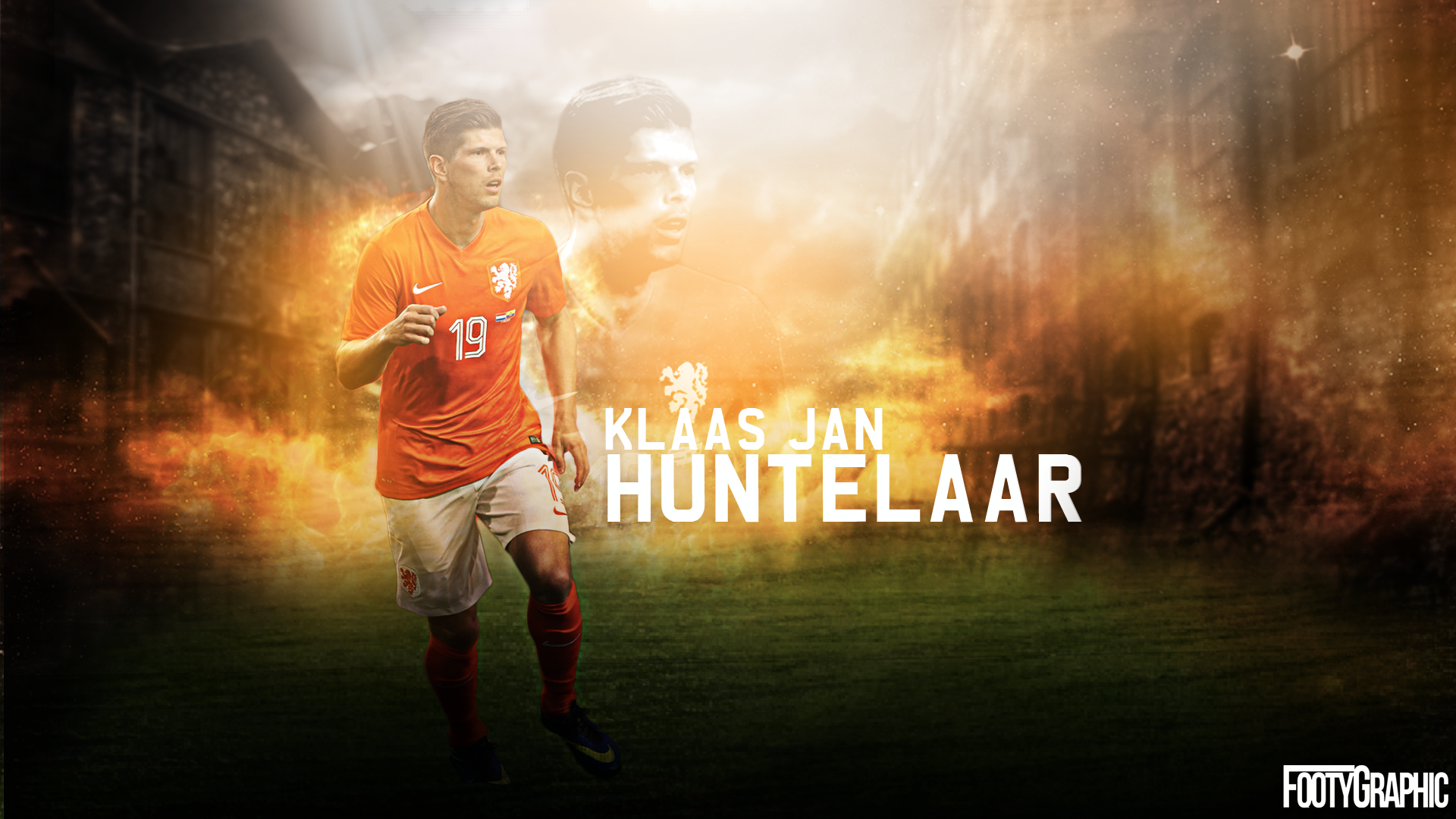 Klaas-Jan Huntelaar fiery Netherlands football art HD Wallpaper