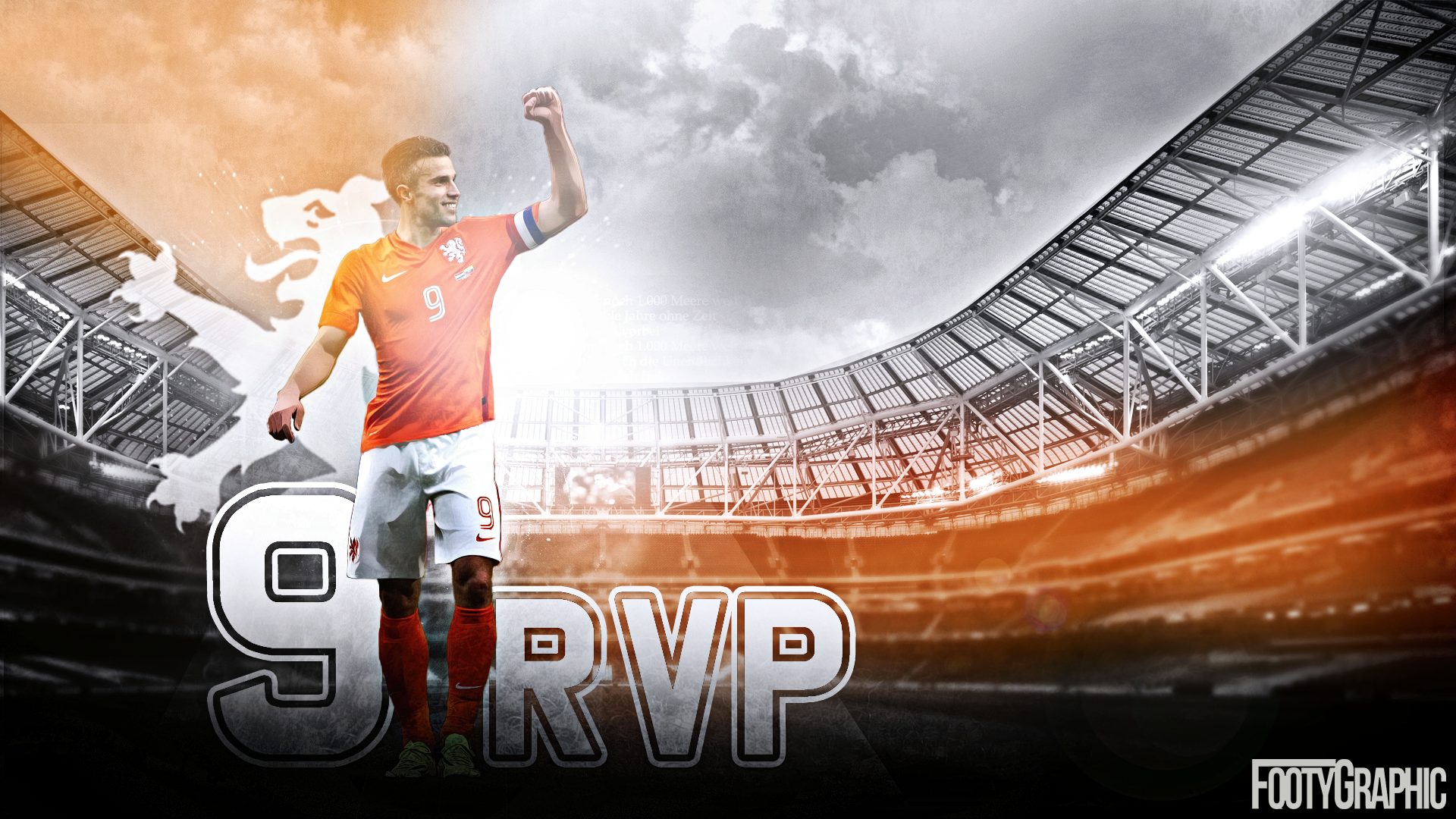 Robin Van Persie 9 RVP Netherlands football celebration HD Wallpaper