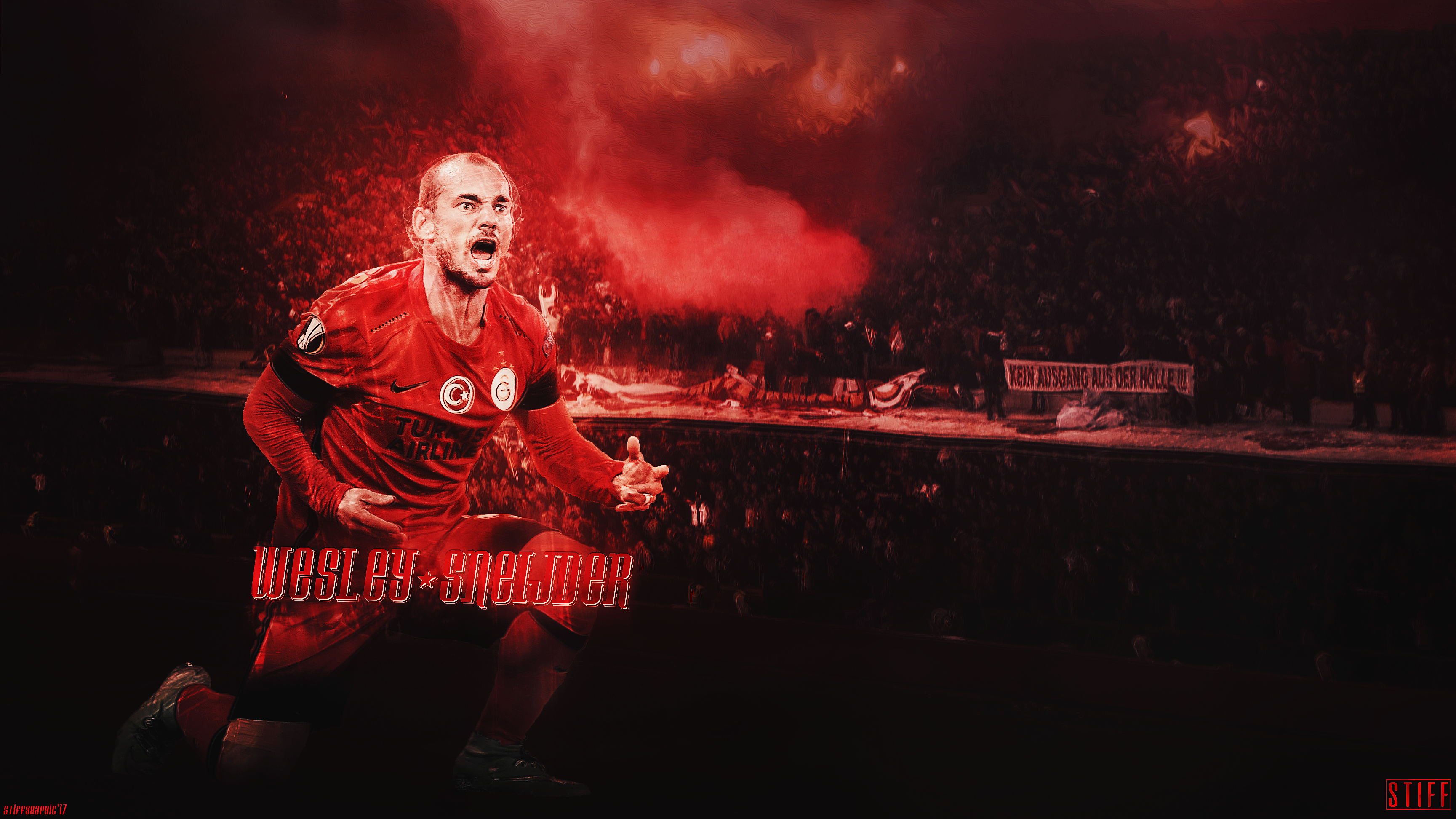 Wesley Sneijder's intense Galatasaray celebration with flares HD Wallpaper