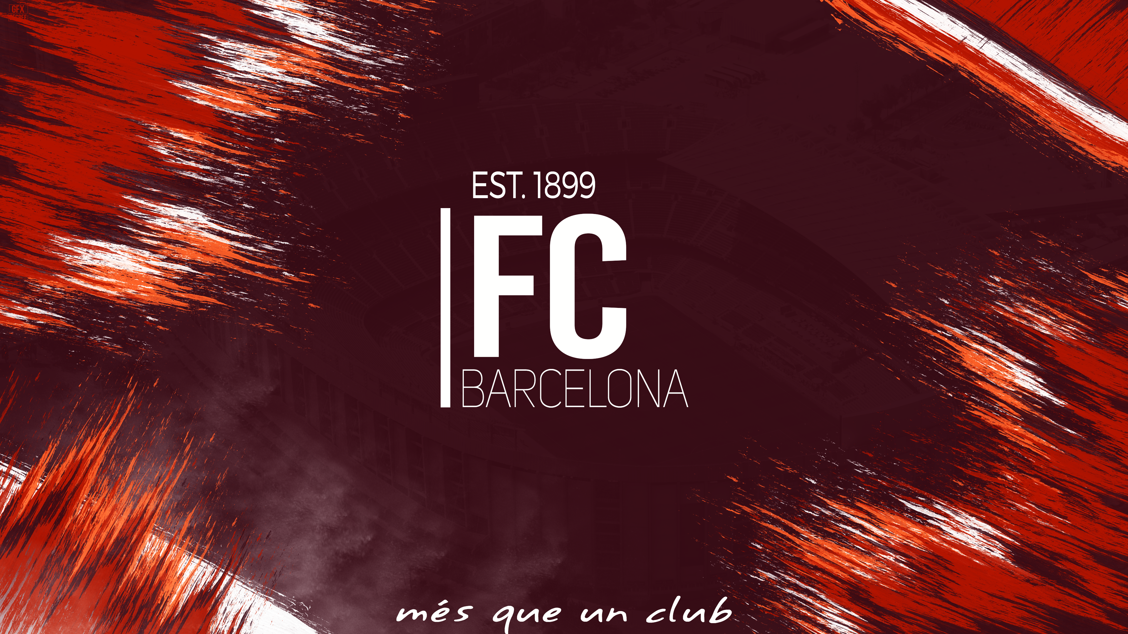 FC Barcelona Emblem Red Brush Strokes HD Wallpaper