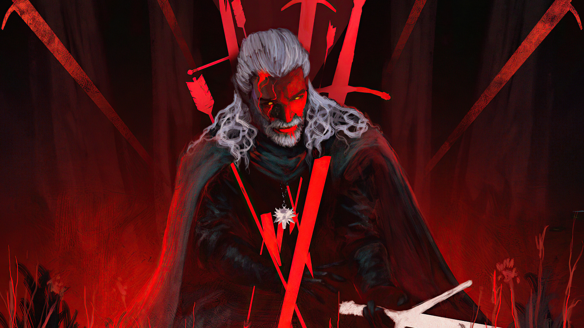 The Witcher: Geralt of Rivia's Crimson Fury HD Wallpaper