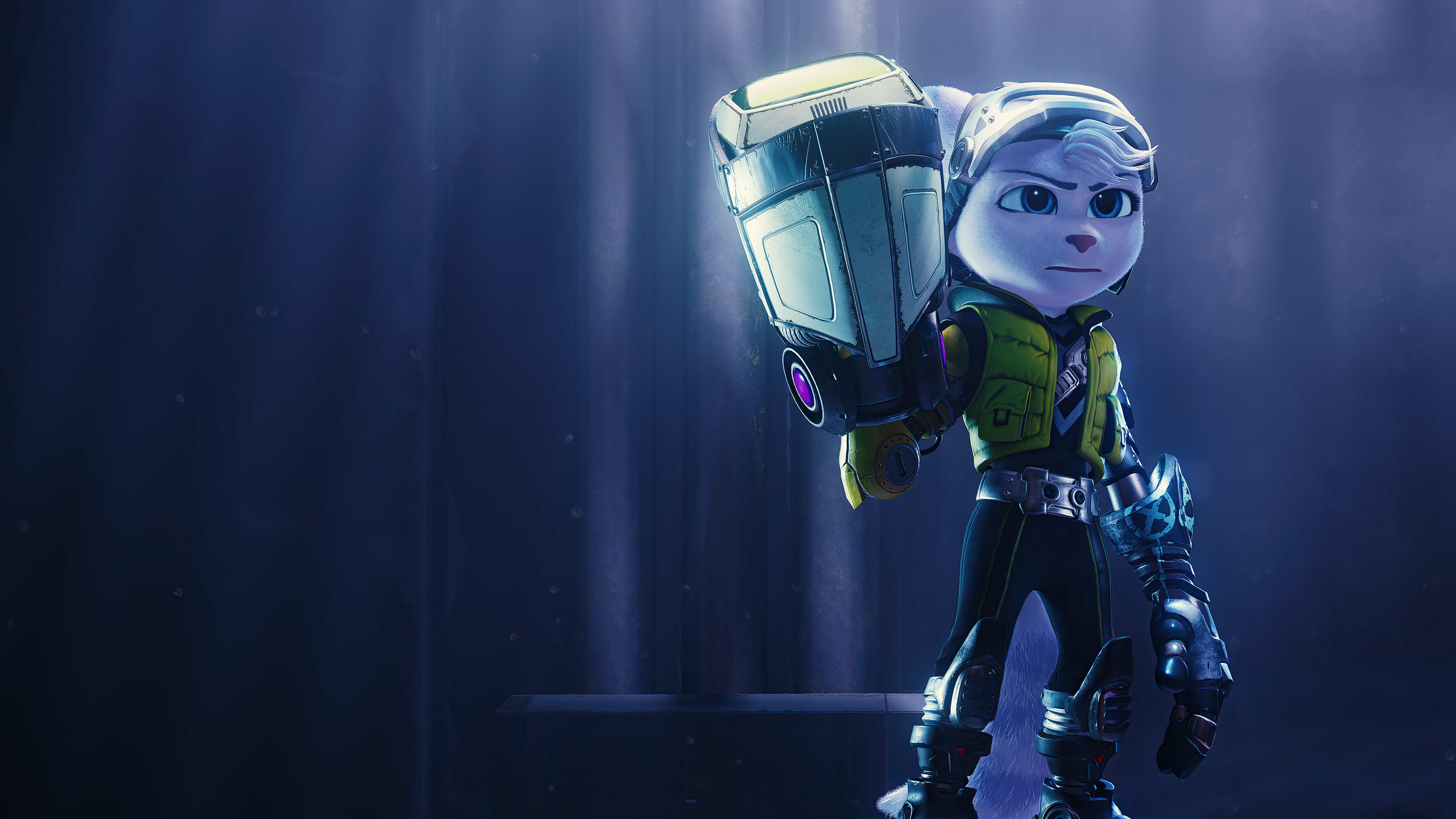 Rivet from Ratchet and Clank holding weapon 4K HD Wallpaper
