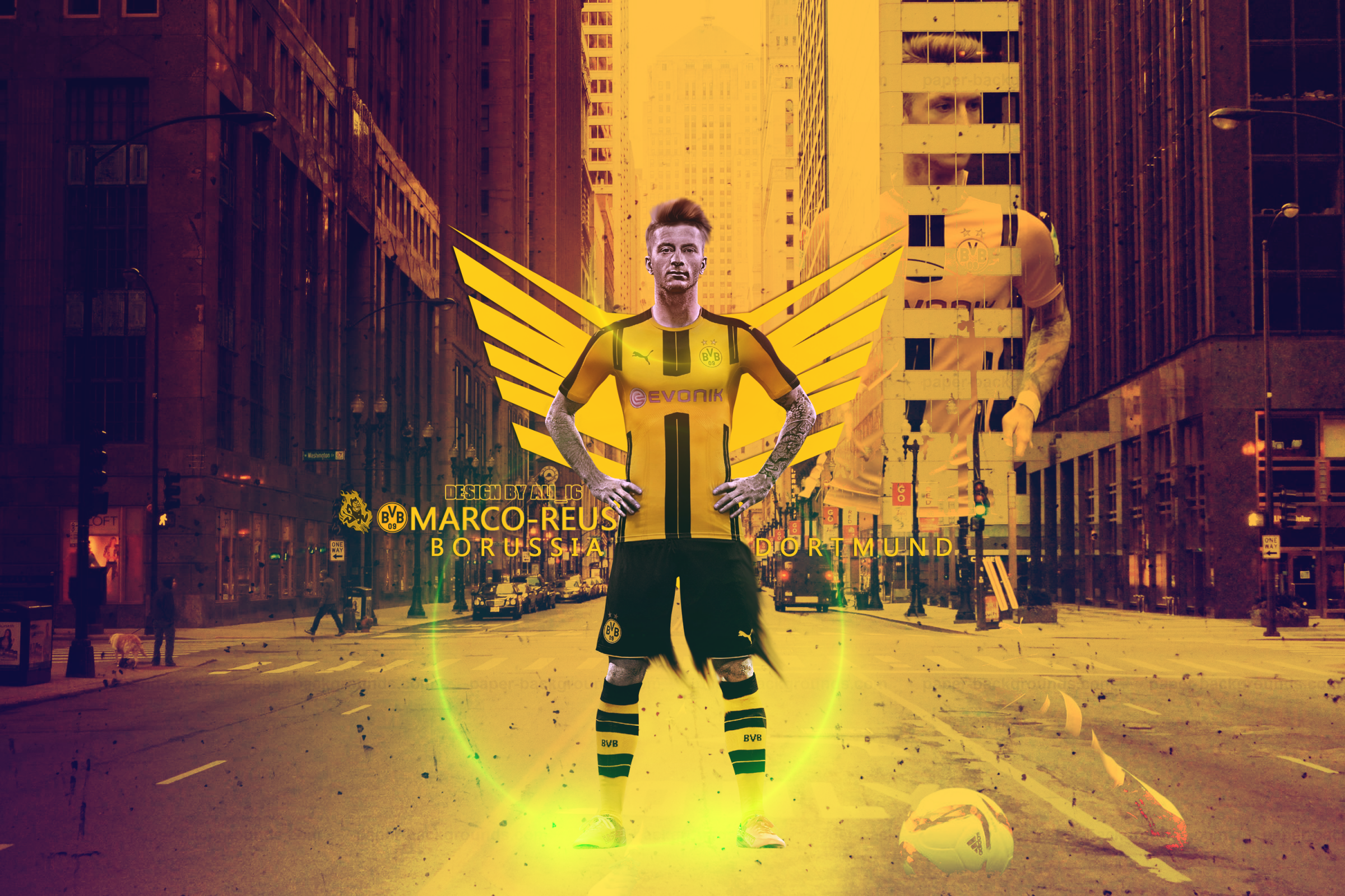 Marco Reus Borussia Dortmund city street art HD Wallpaper