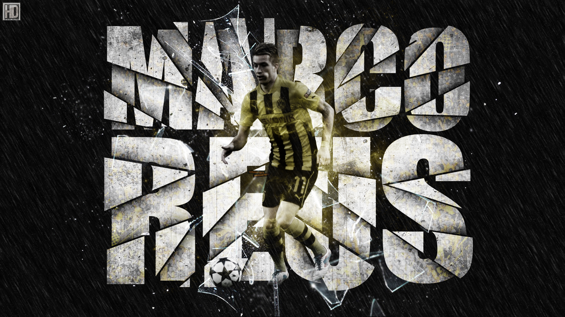 Marco Reus Borussia Dortmund shattered text art HD Wallpaper