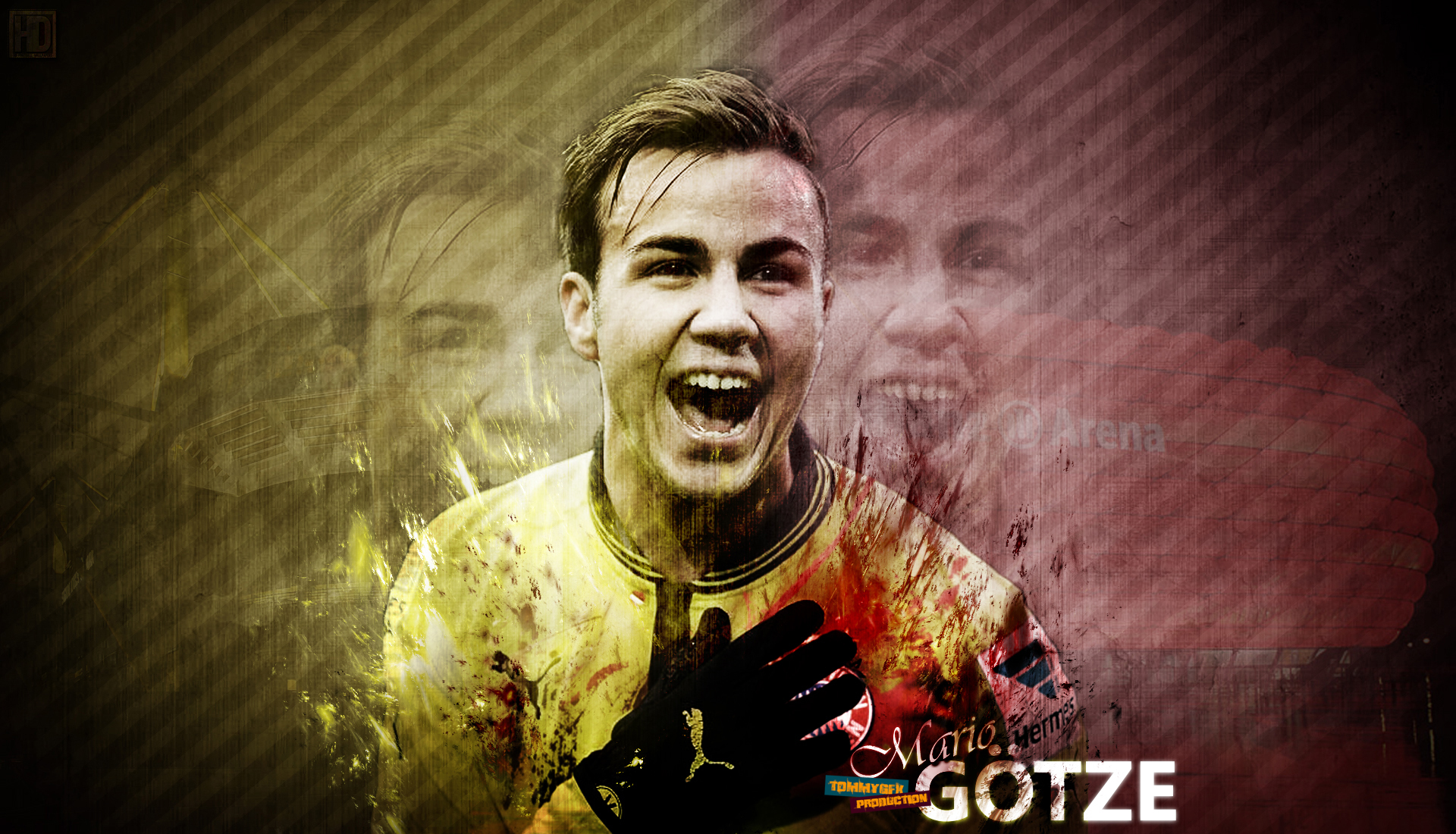 Mario Götze Footballer Grunge Art HD Wallpaper