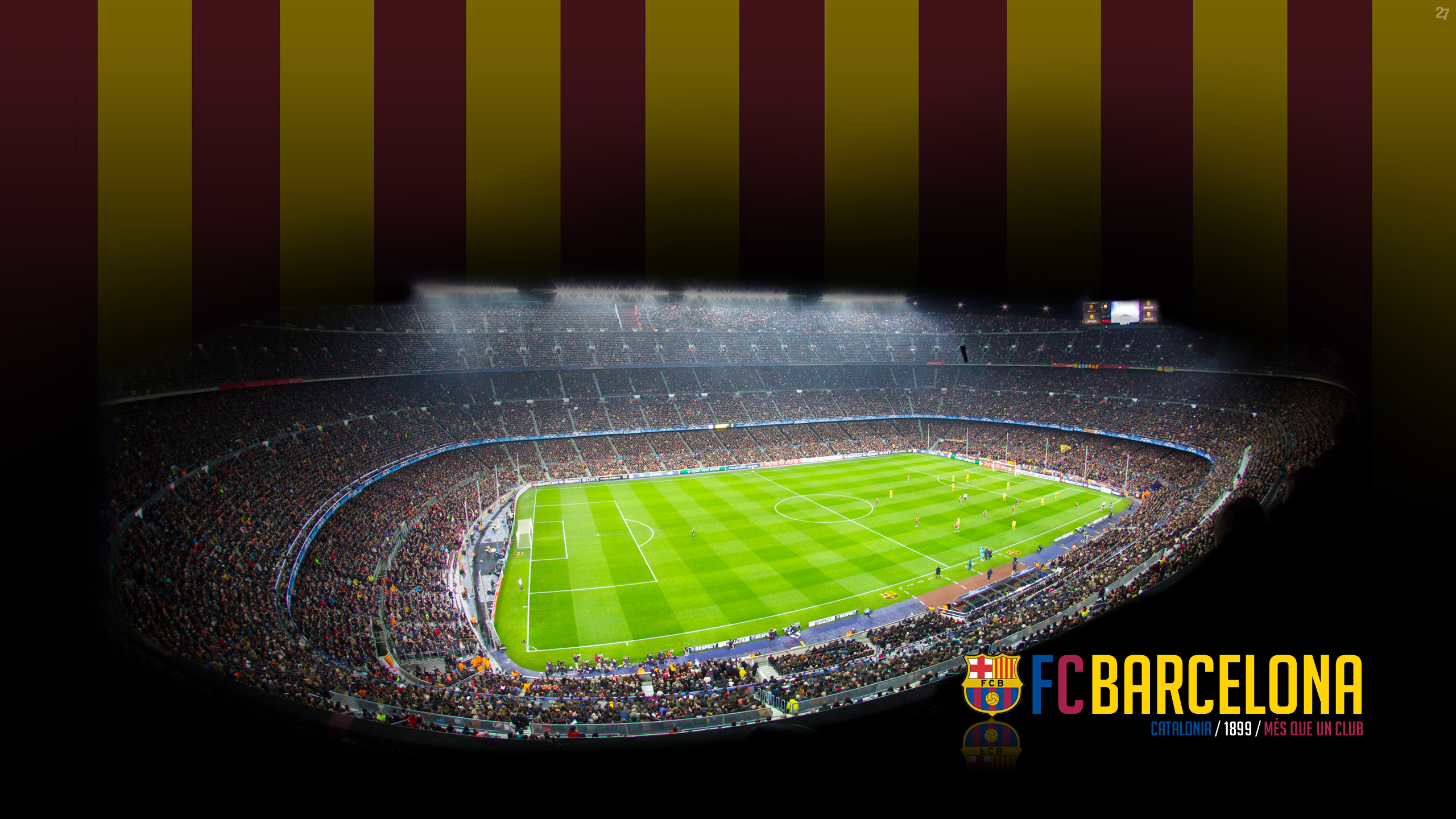 Camp Nou Soccer Stadium with FC Barcelona Logo HD Wallpaper