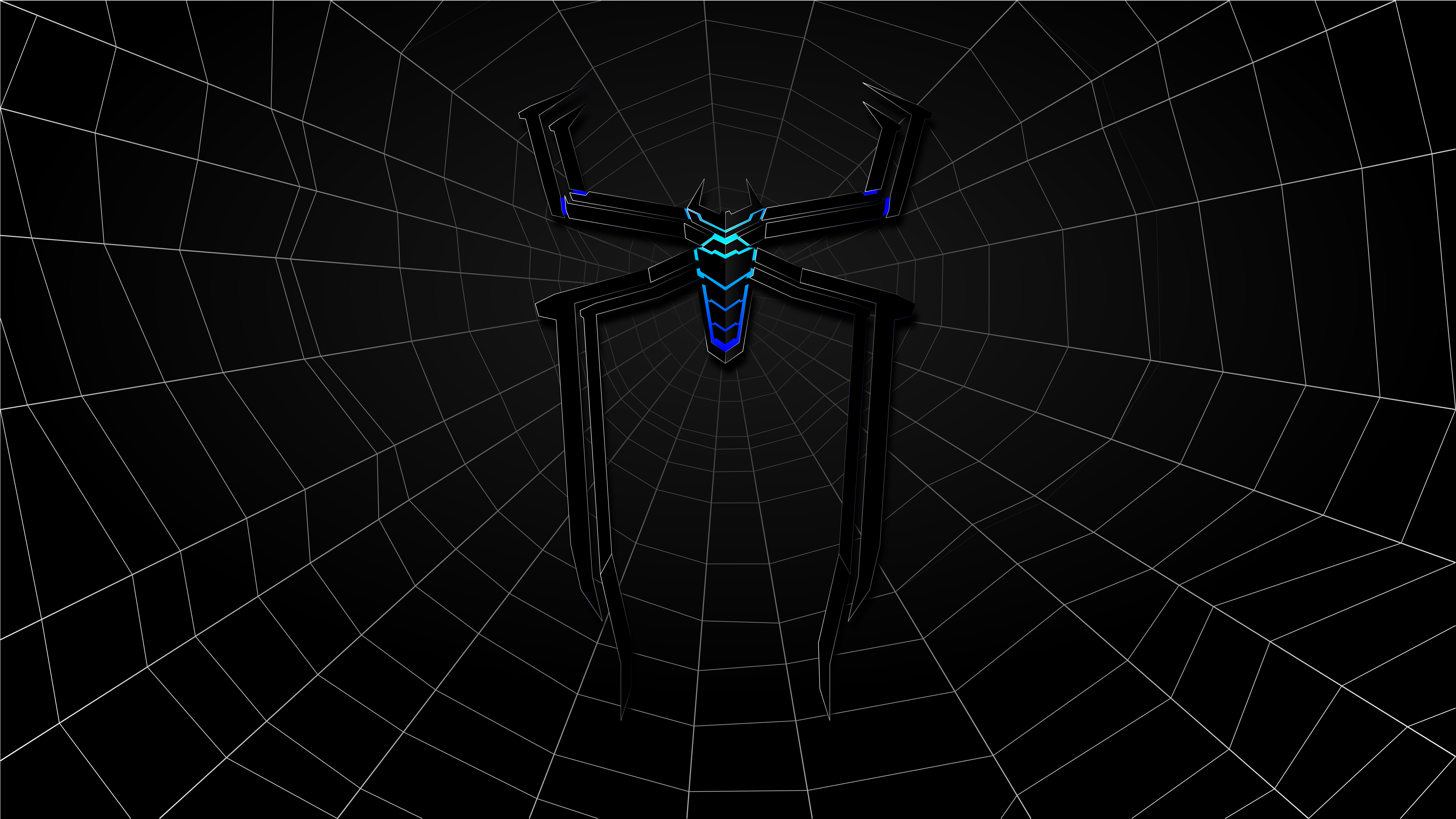 Blue Glowing Spider Logo on Dark Web HD Wallpaper