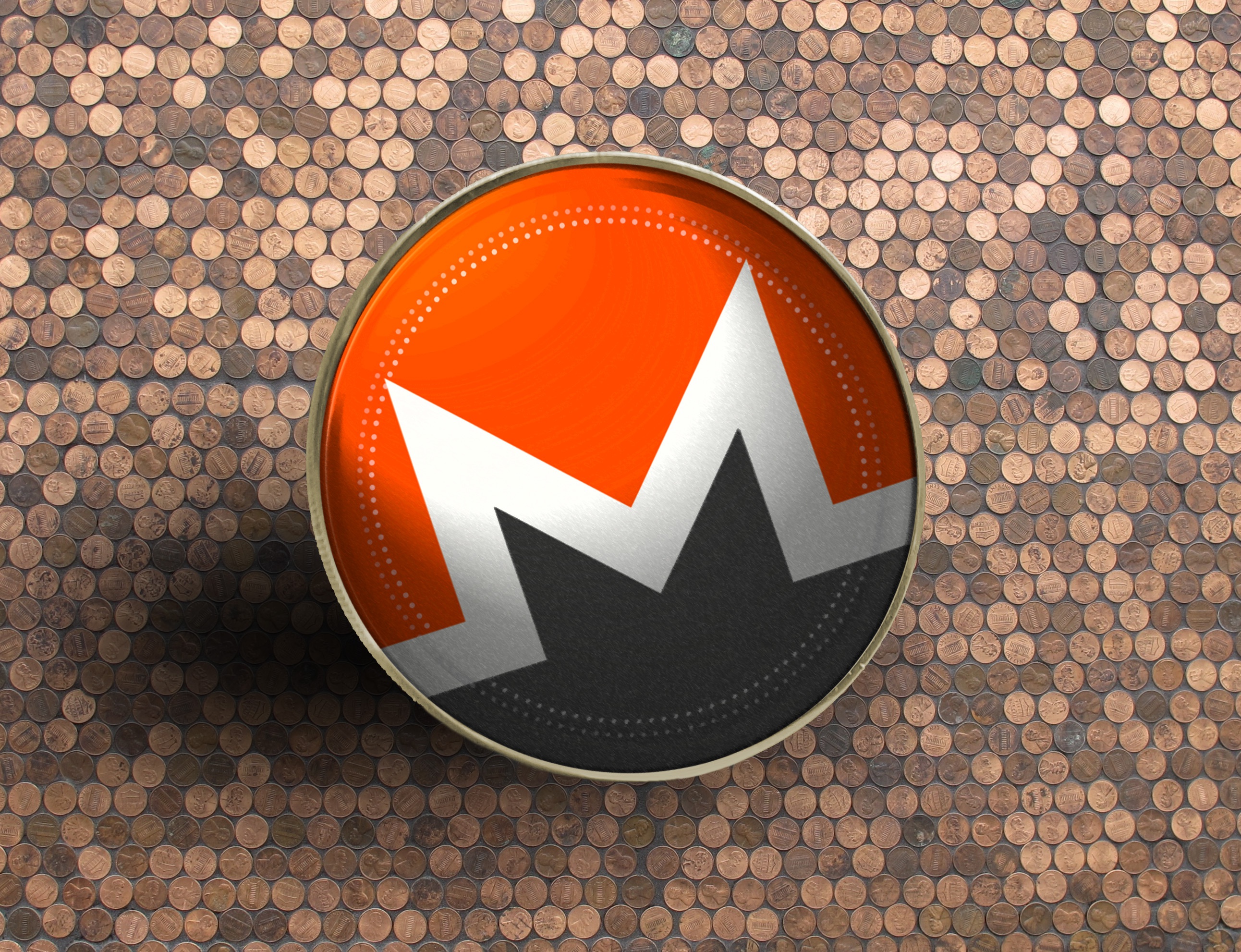 Monero Logo on Copper Pennies HD Wallpaper
