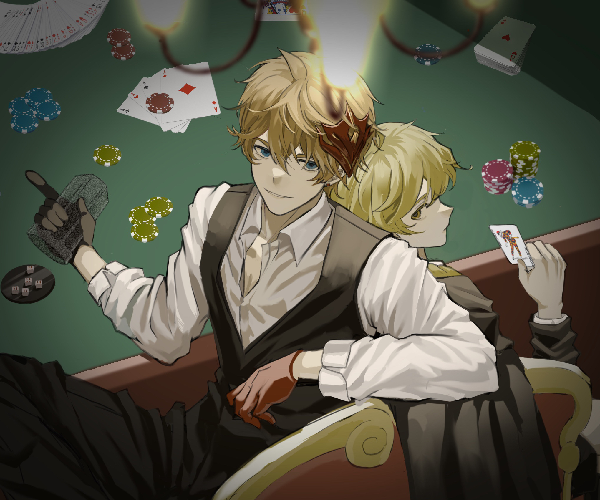 Genshin Impact: Tartaglia and Aether's Poker Game HD Wallpaper