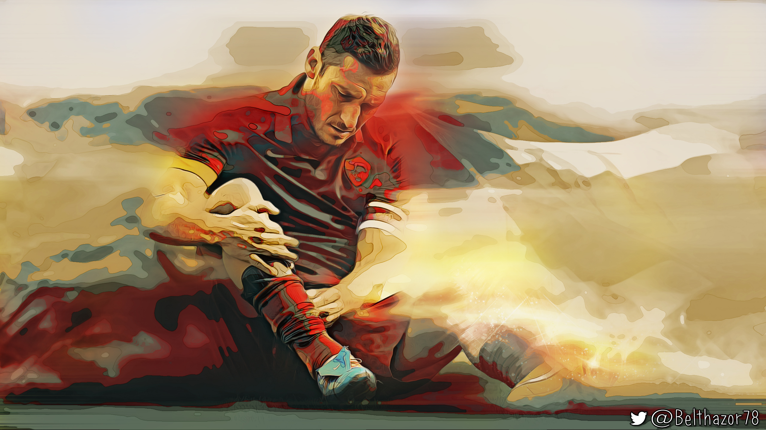 Francesco Totti: A.S. Roma legend in glowing art HD Wallpaper