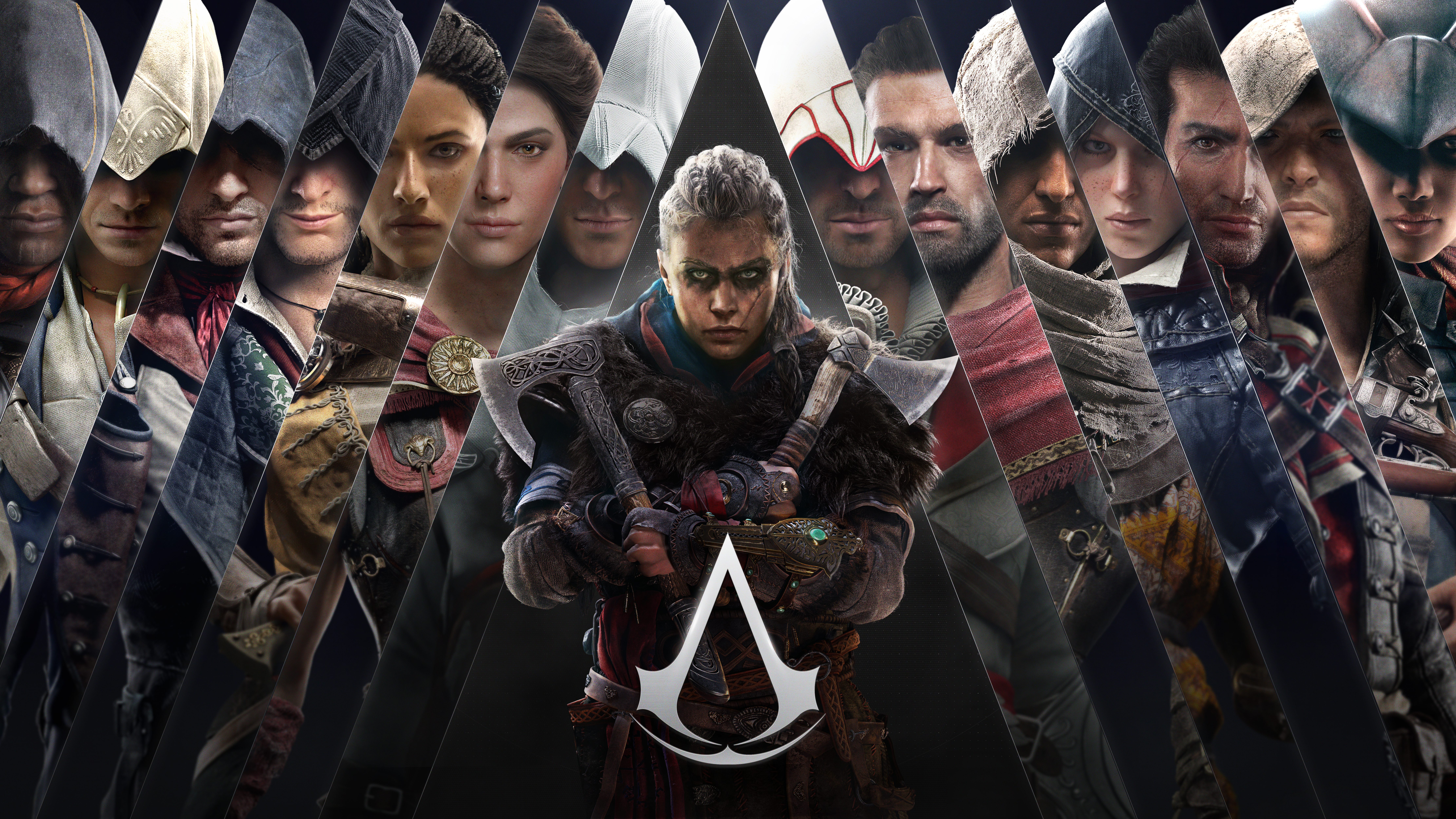 Assassin's Creed Eivor and Iconic Protagonists HD Wallpaper