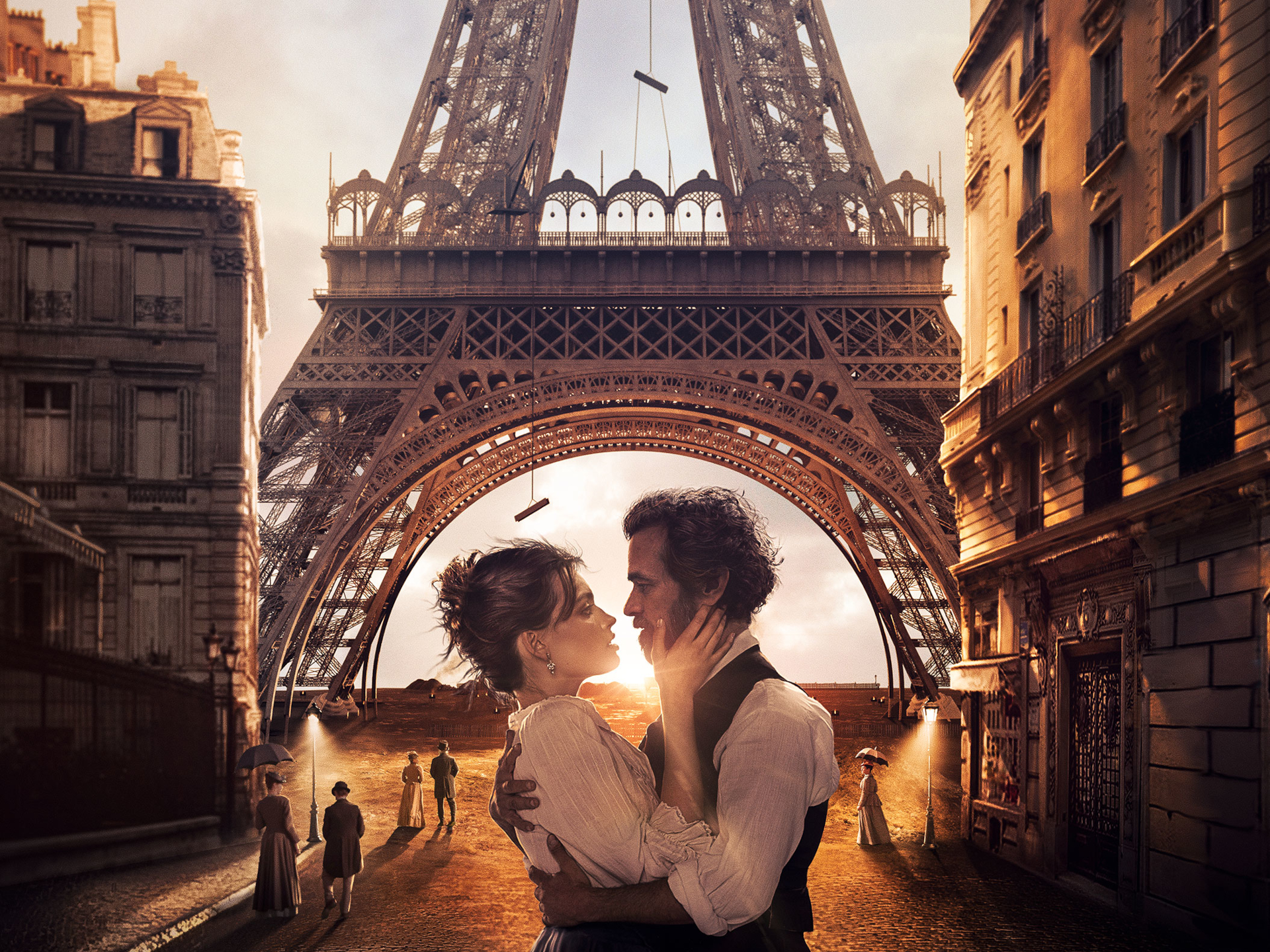 Emma Mackey and Romain Duris: Eiffel Tower Romance HD Wallpaper
