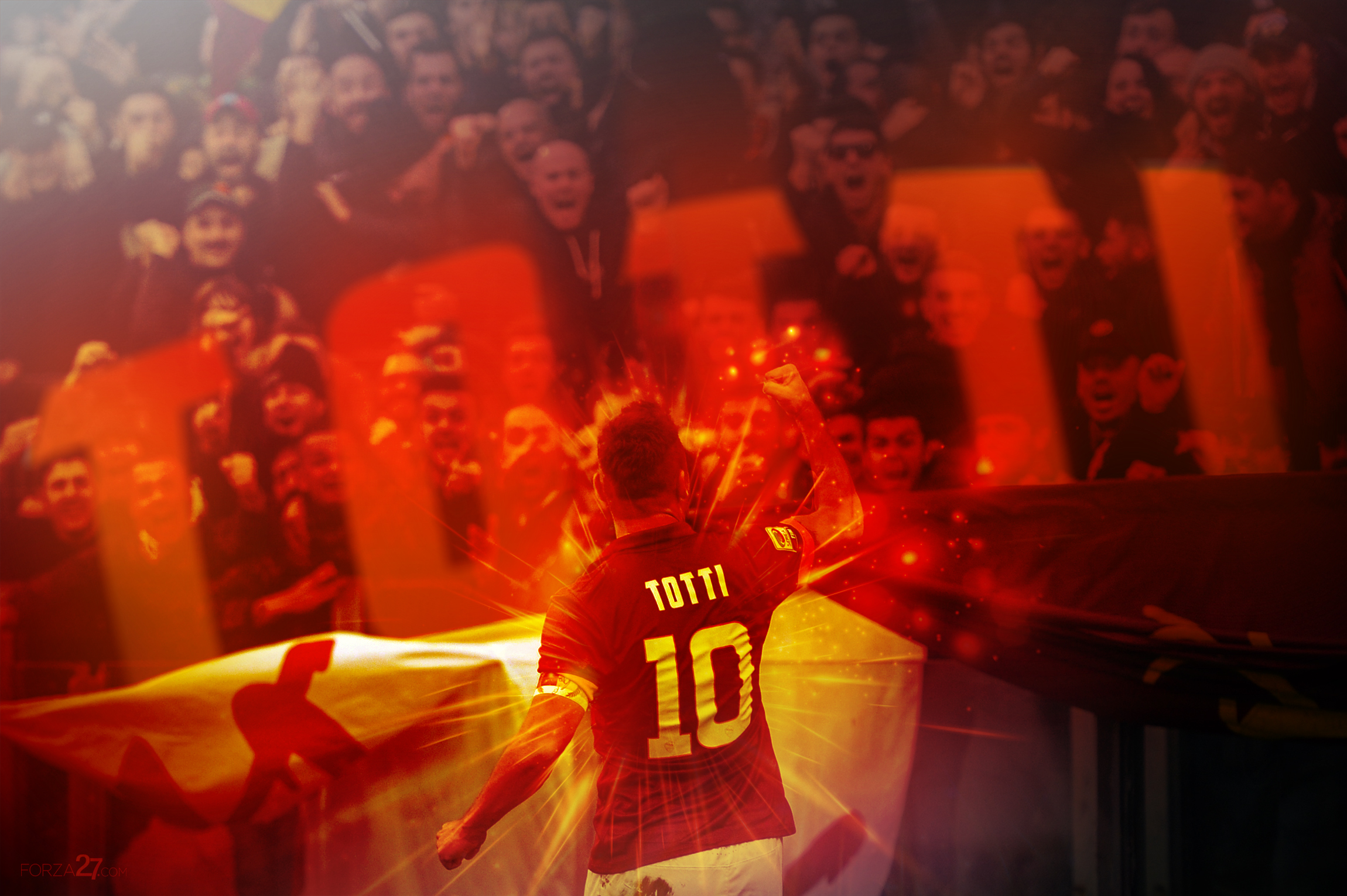 Francesco Totti's fiery celebration with A.S. Roma fans HD Wallpaper