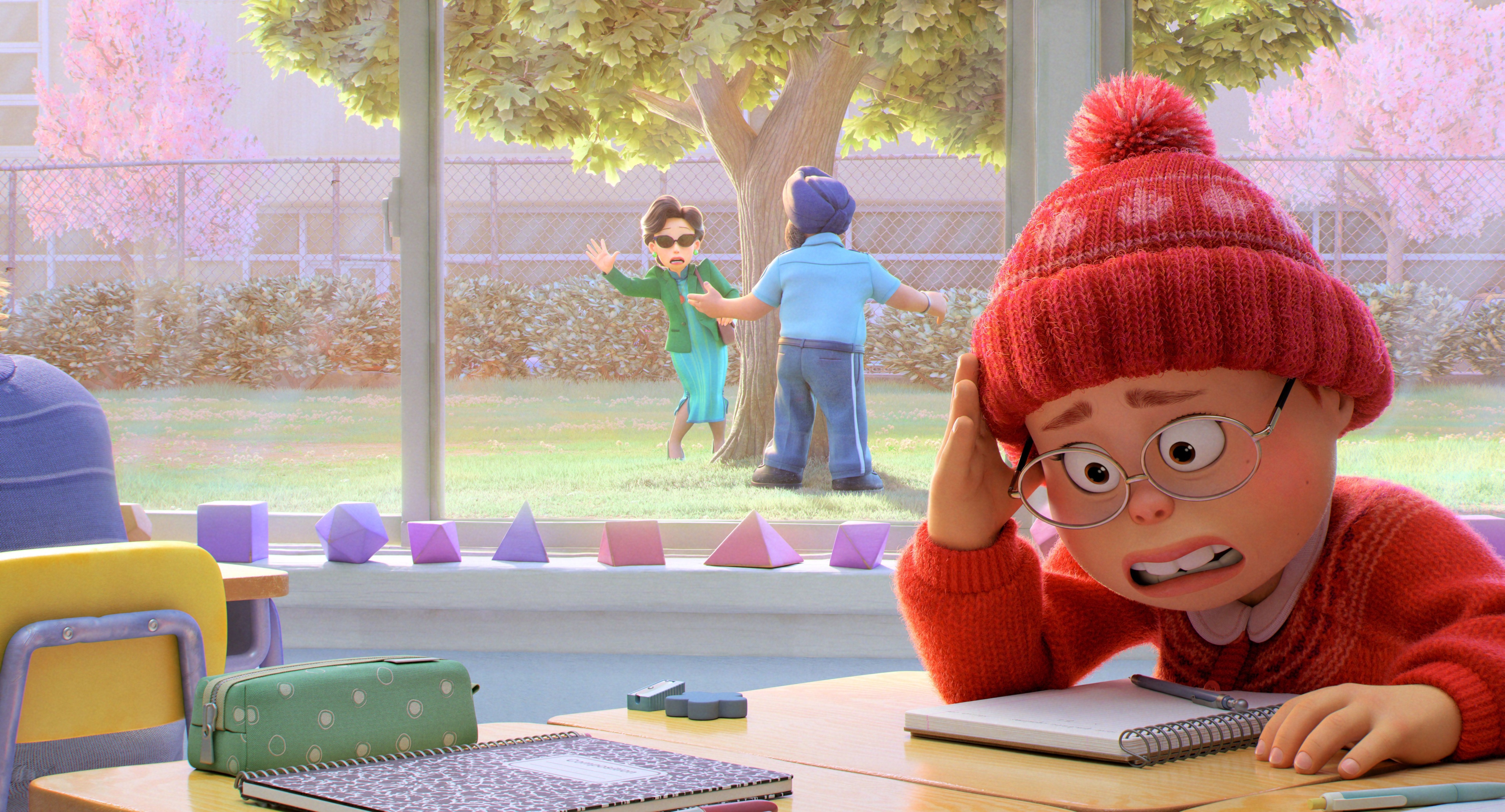 Turning Red: Mei Lee embarrassed by parents outside classroom HD Wallpaper