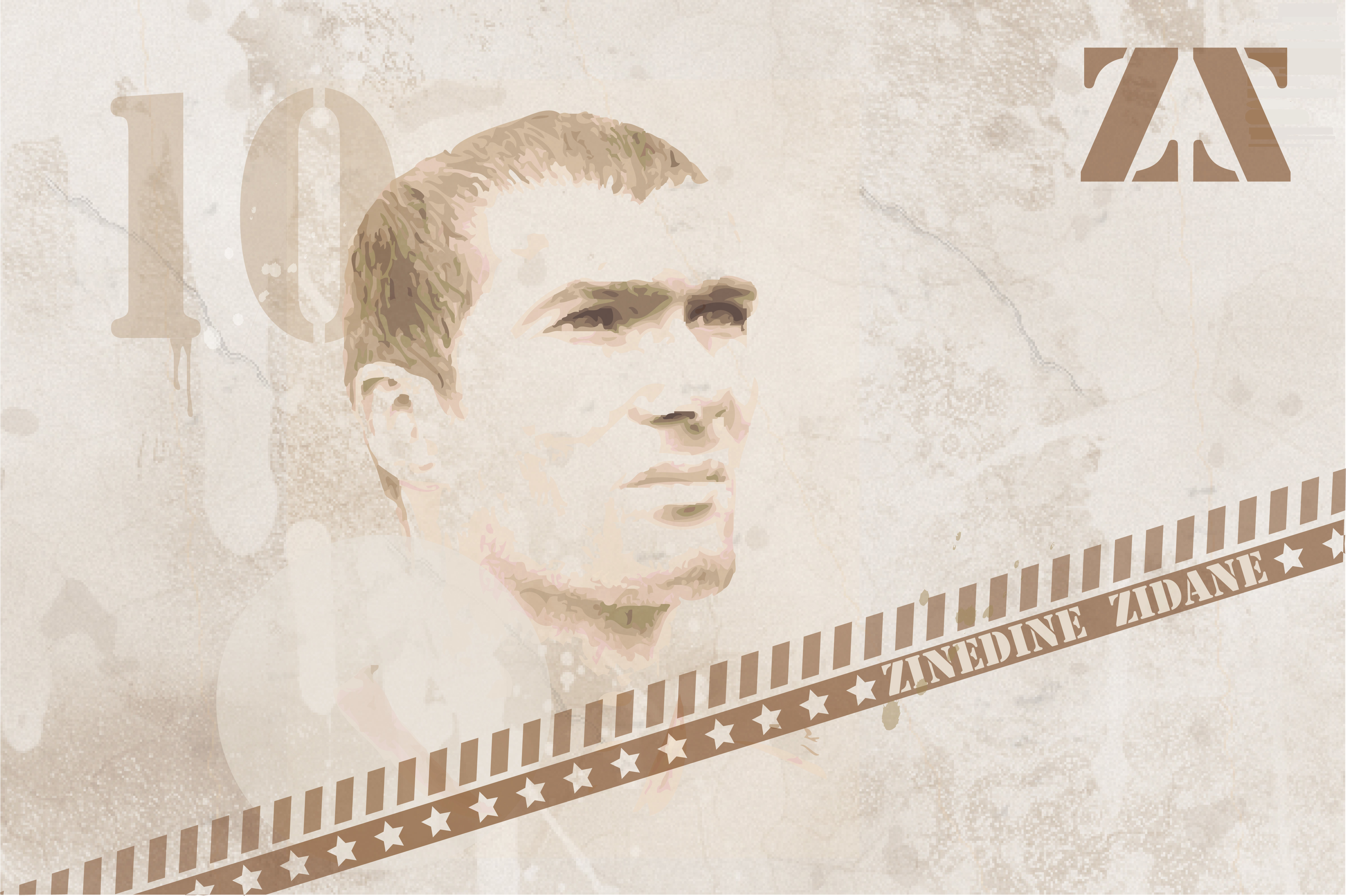 Zinedine Zidane artistic portrait with number 10 HD Wallpaper