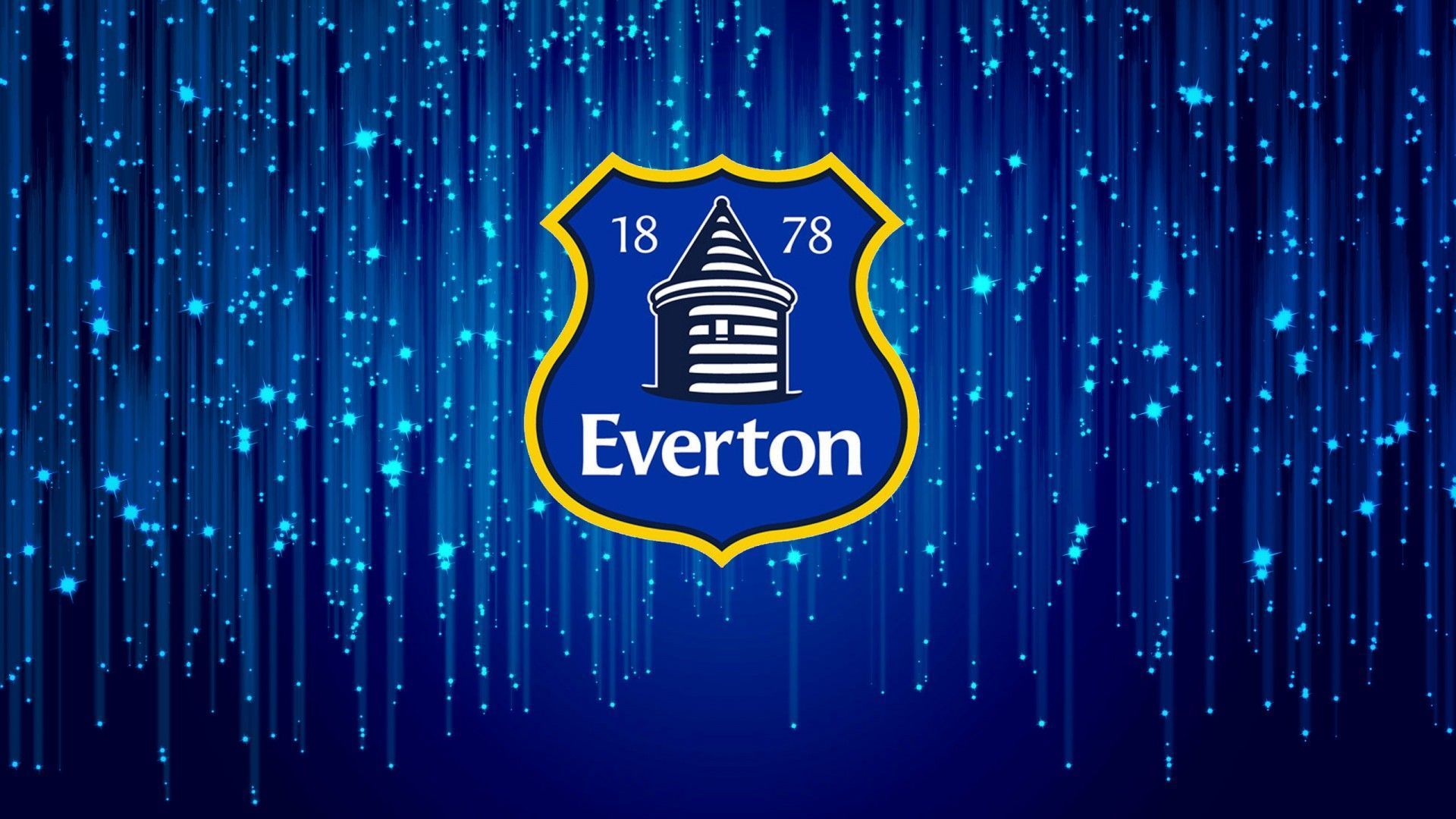 Everton F.C. Logo on Sparkling Blue Background HD Wallpaper