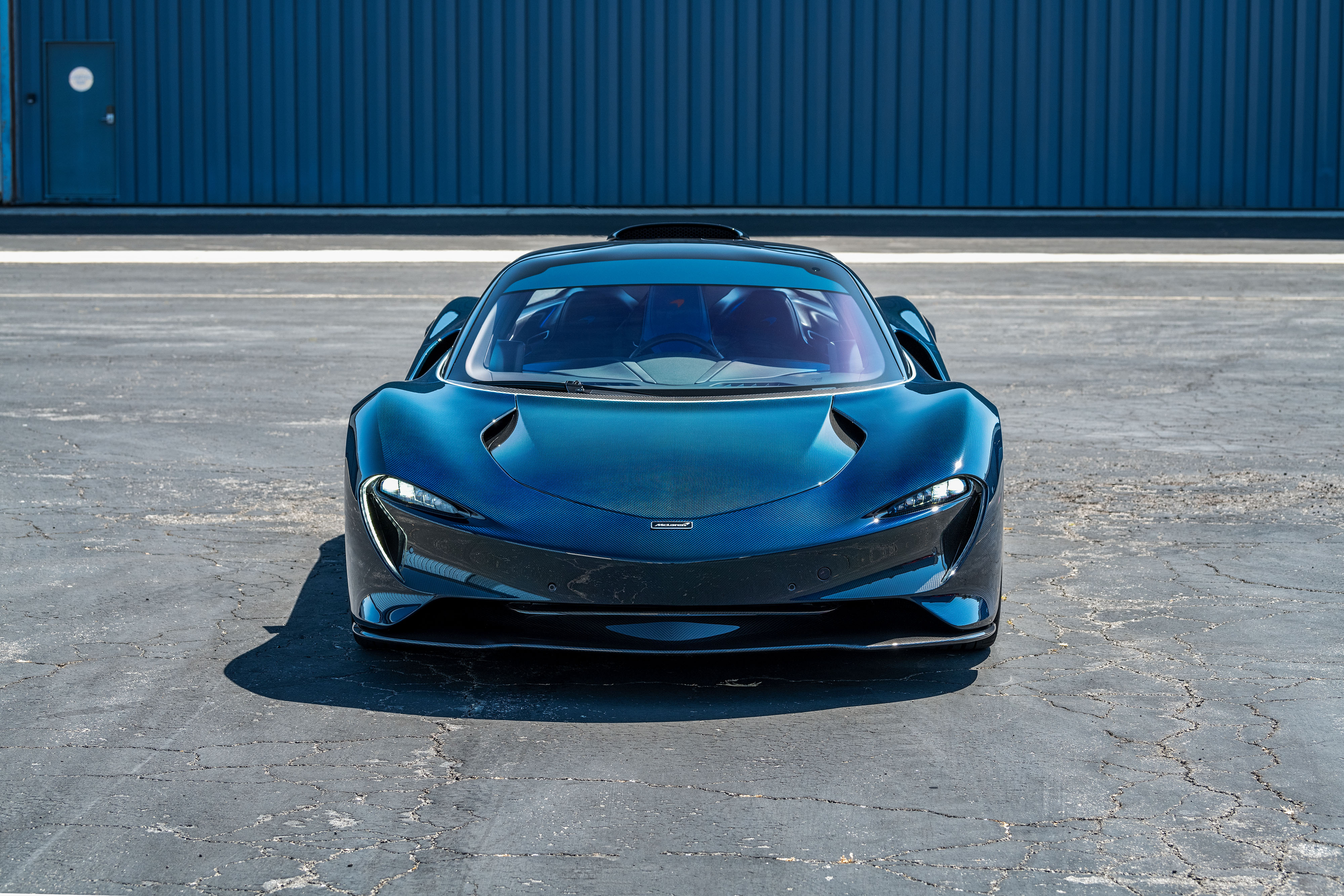 Dark blue McLaren Speedtail 4K supercar front view HD Wallpaper
