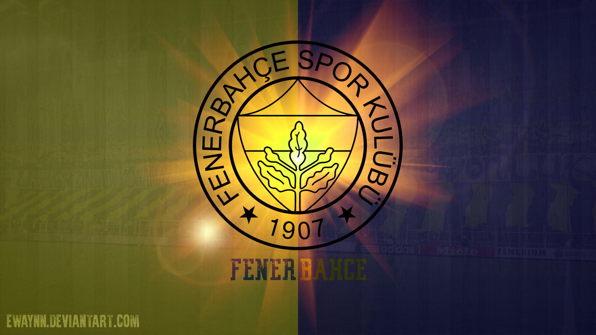 Fenerbahçe S.K. Logo Yellow Blue Sunburst HD Wallpaper
