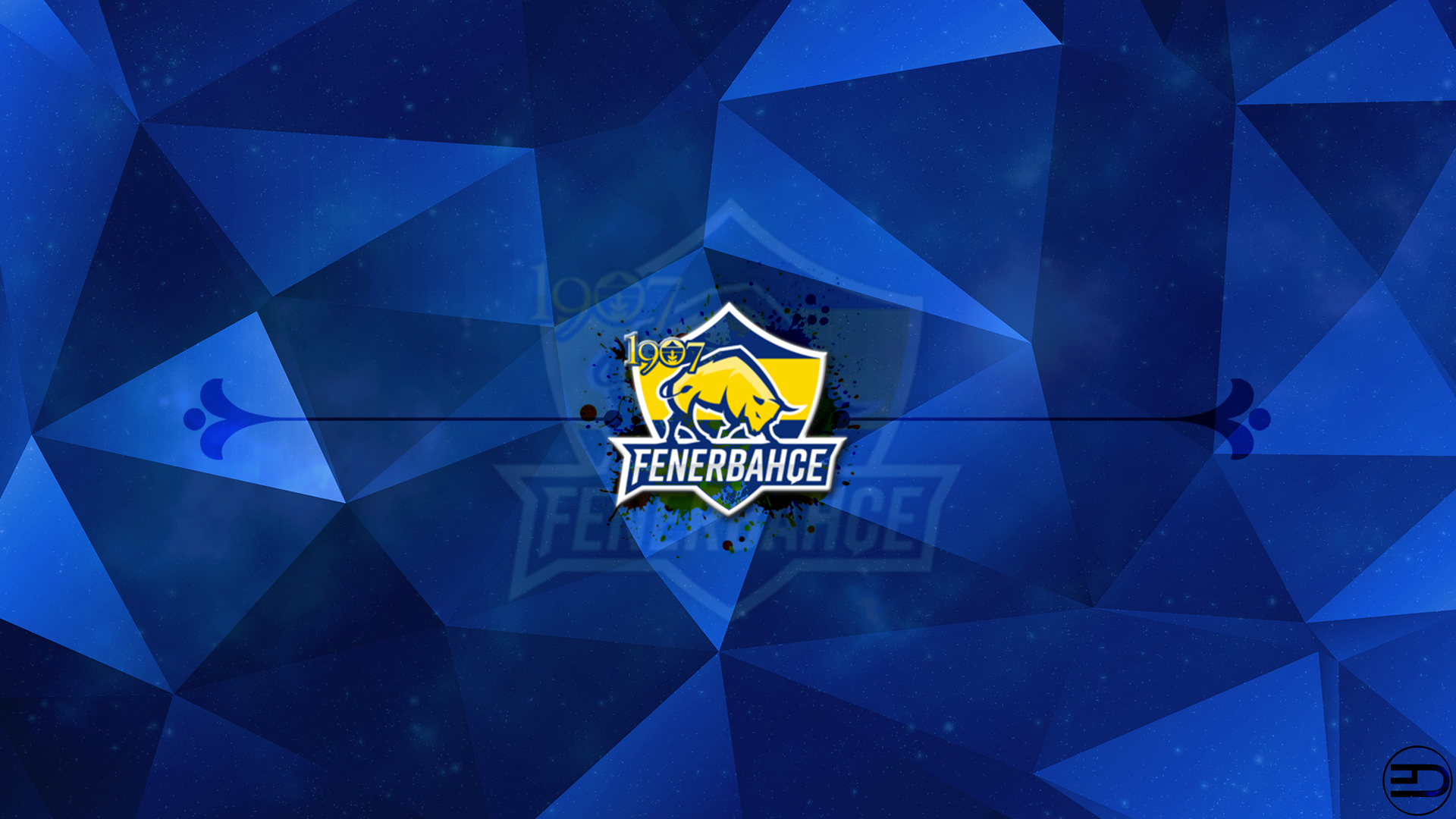 Fenerbahçe S.K. Bull Emblem Blue Geometric Design HD Wallpaper