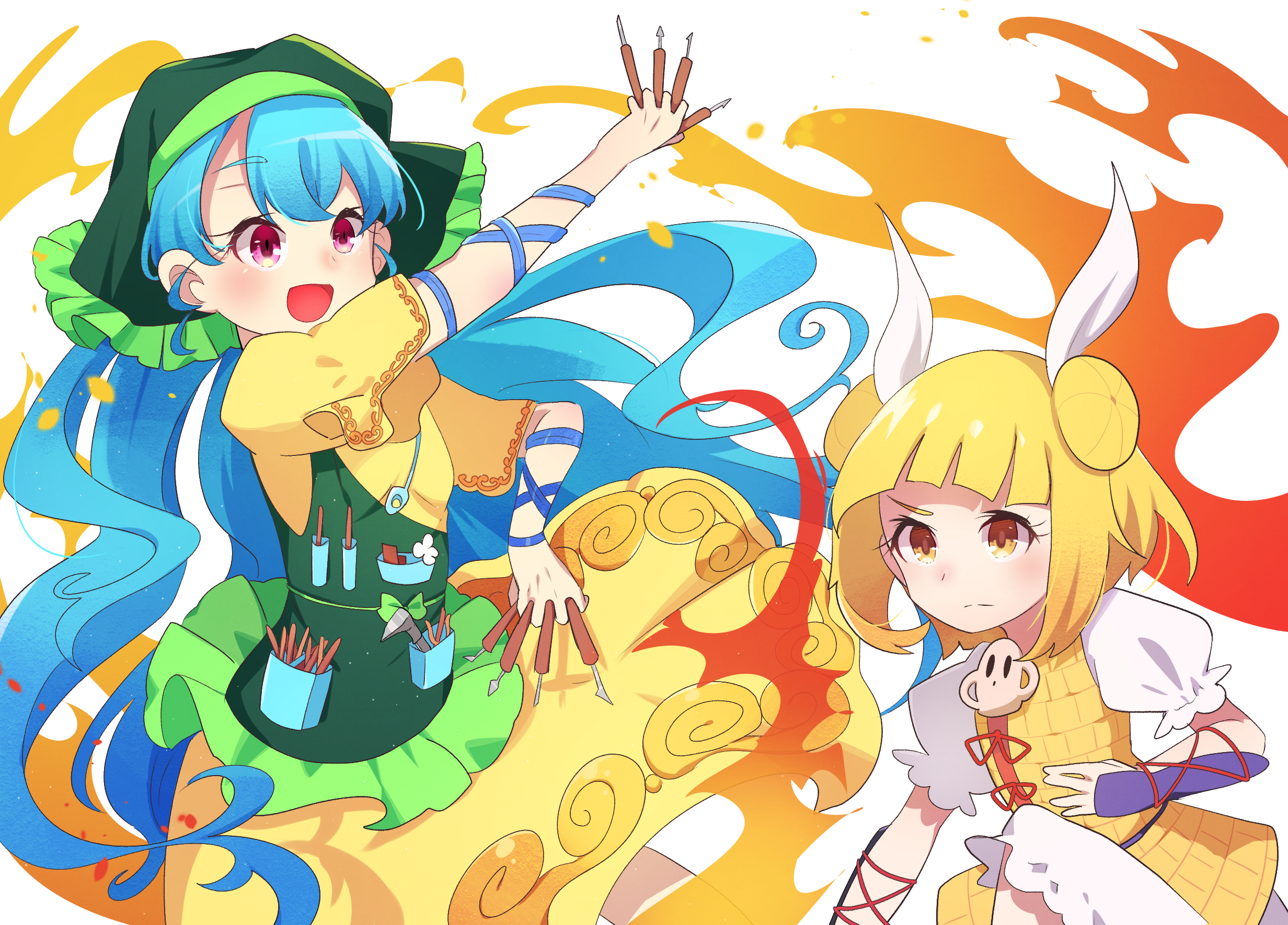 Touhou: Keiki and Mayumi, the Sculptor and the Warrior HD Wallpaper
