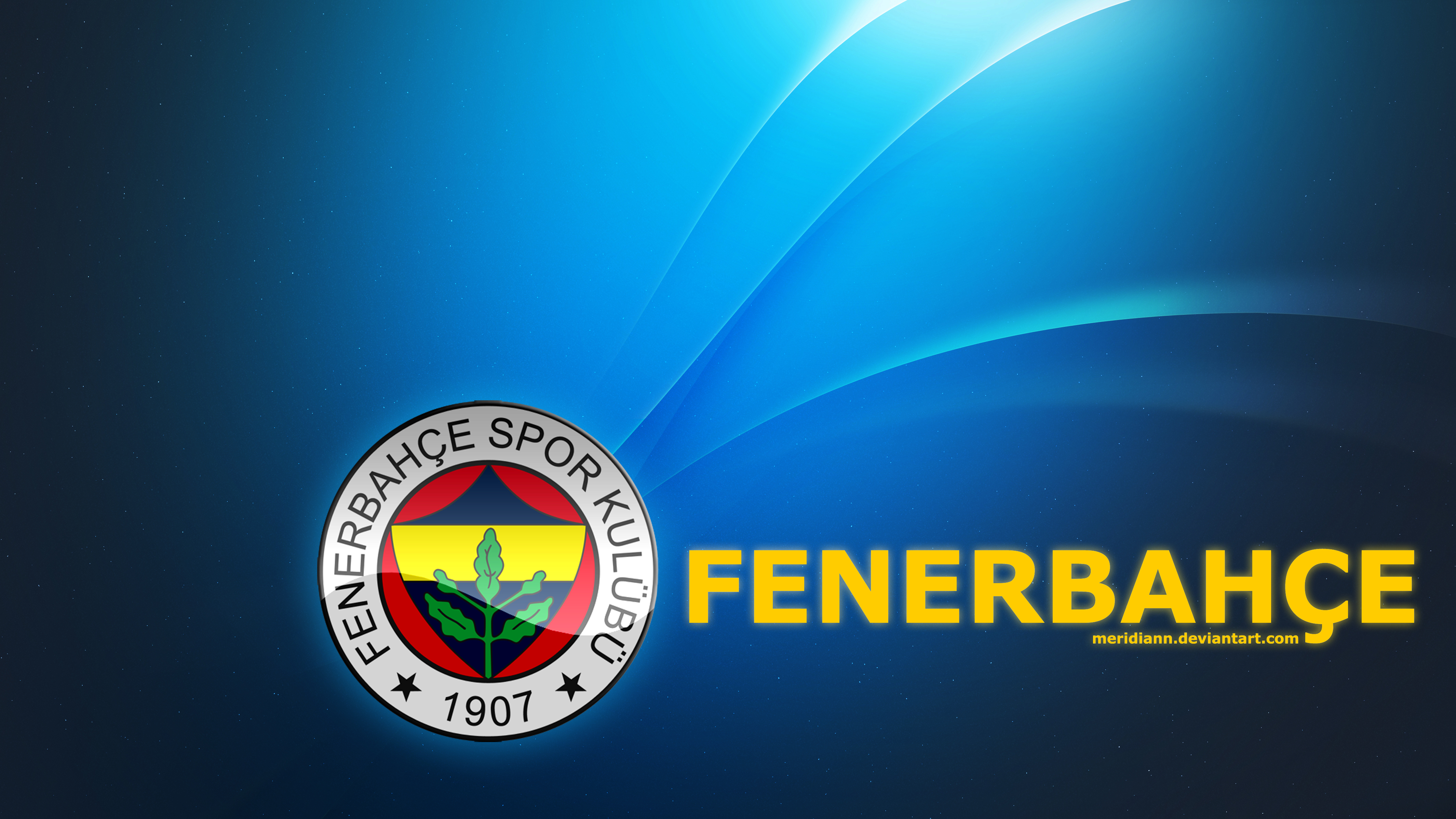 Fenerbahçe S.K. Logo on Blue Abstract Background HD Wallpaper
