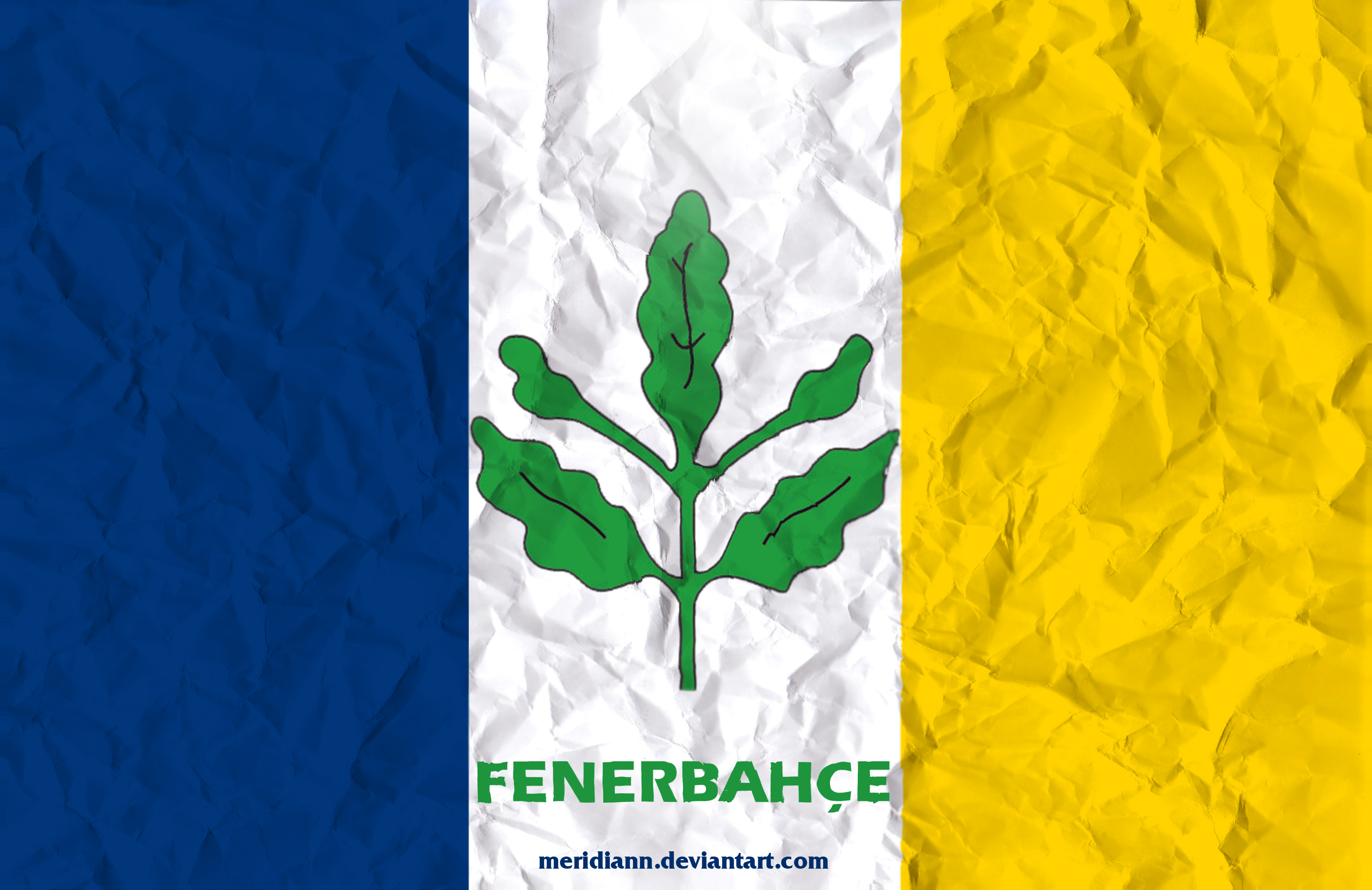 Fenerbahçe S.K. Soccer Emblem on Blue White Yellow Flag HD Wallpaper