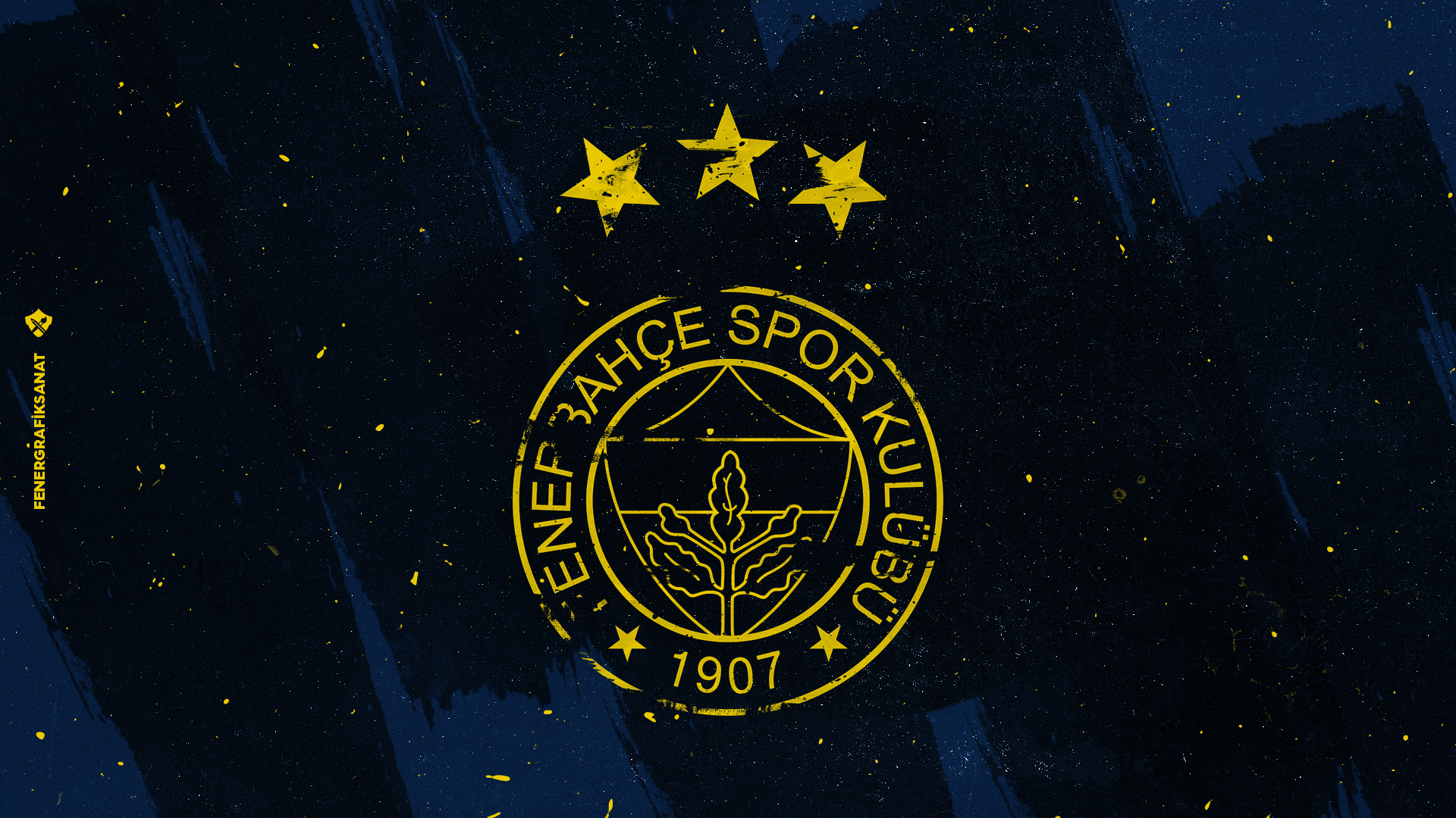 Fenerbahçe S.K. Emblem with Three Stars HD Wallpaper