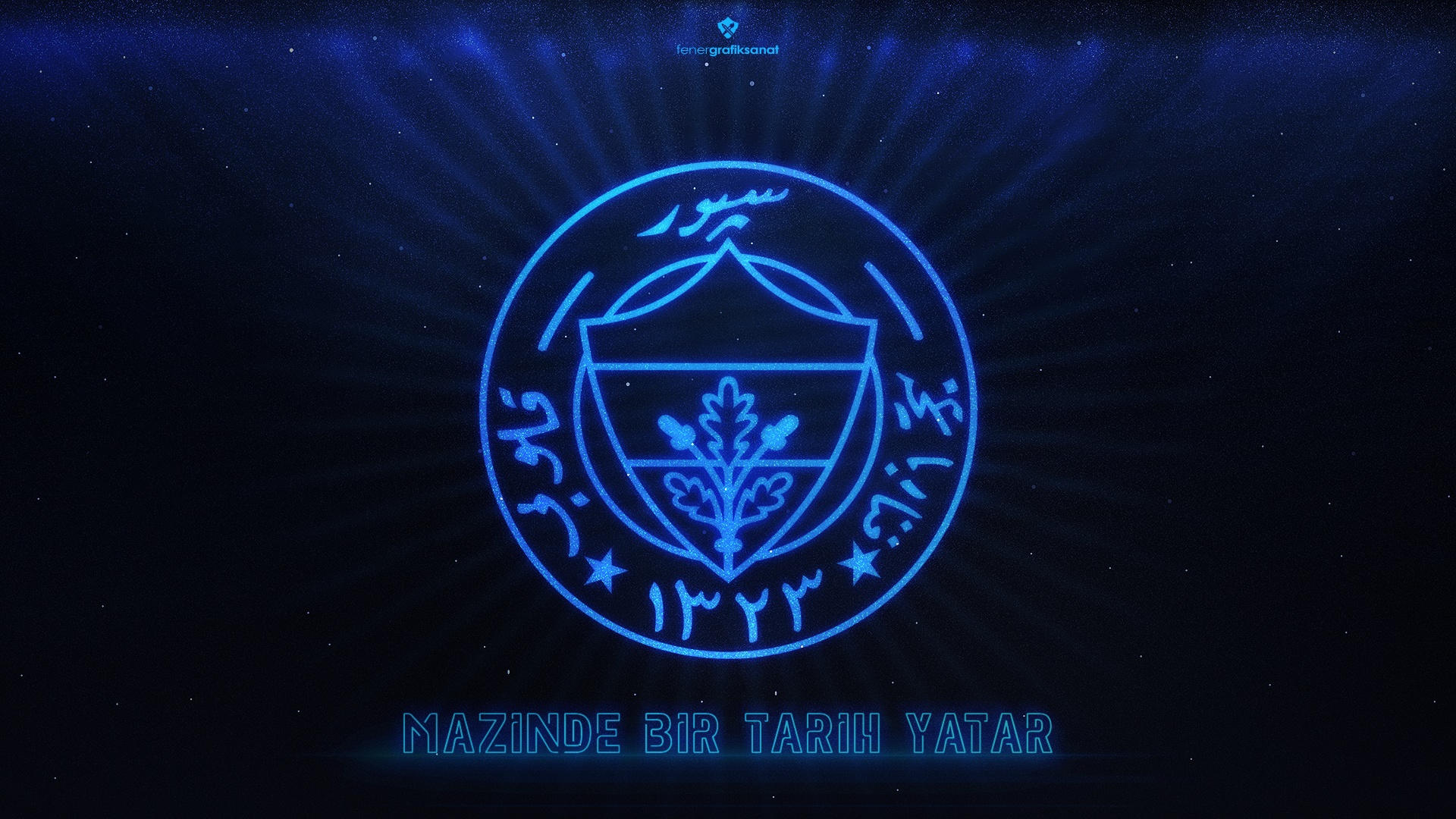 Fenerbahçe S.K. Glowing Emblem on Starry Background HD Wallpaper