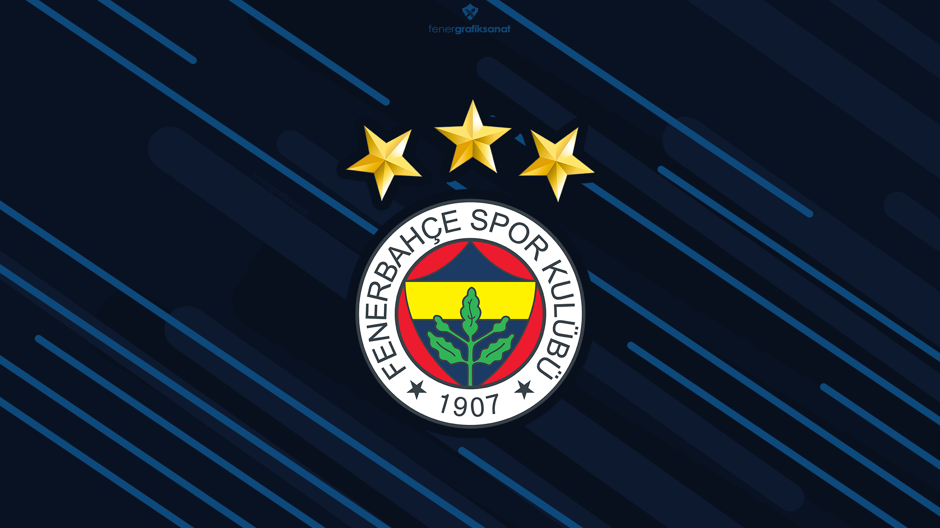 Fenerbahçe S.K. Logo with Three Gold Stars HD Wallpaper