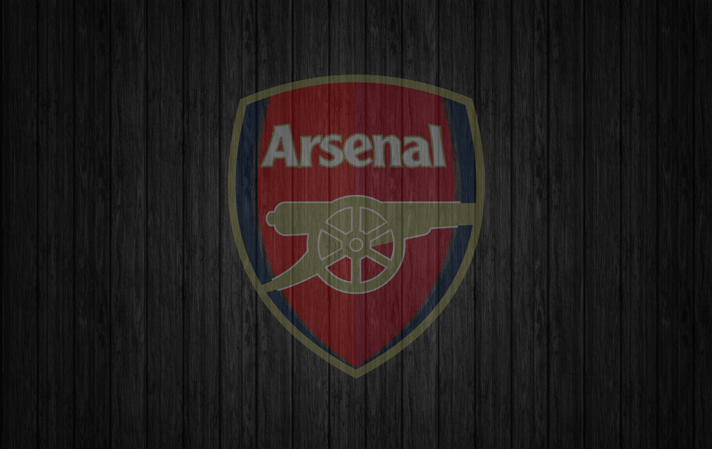 Arsenal F.C. logo on dark wood texture HD Wallpaper