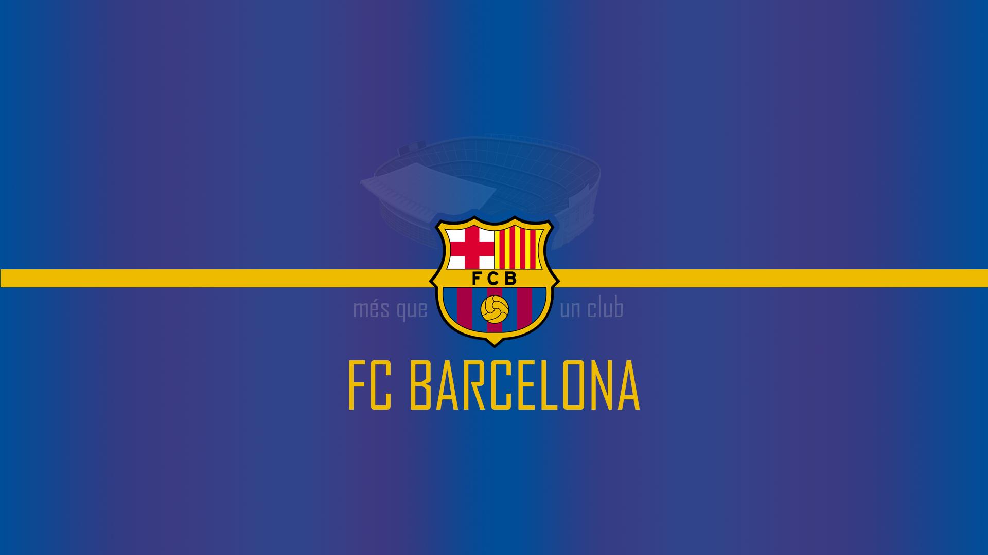 FC Barcelona Logo with Stadium and Slogan HD Wallpaper