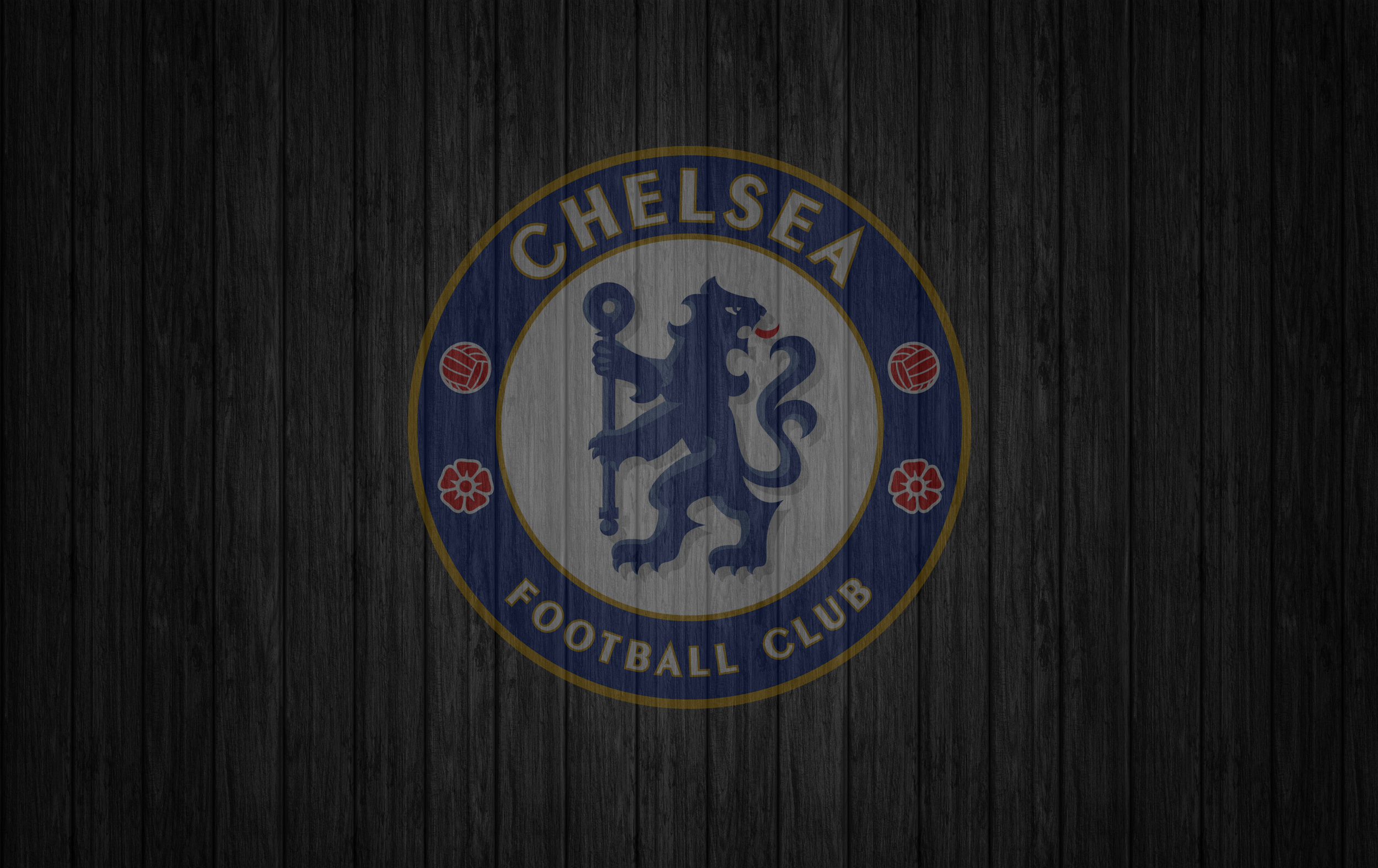 Chelsea F.C. Logo on Dark Wood HD Wallpaper