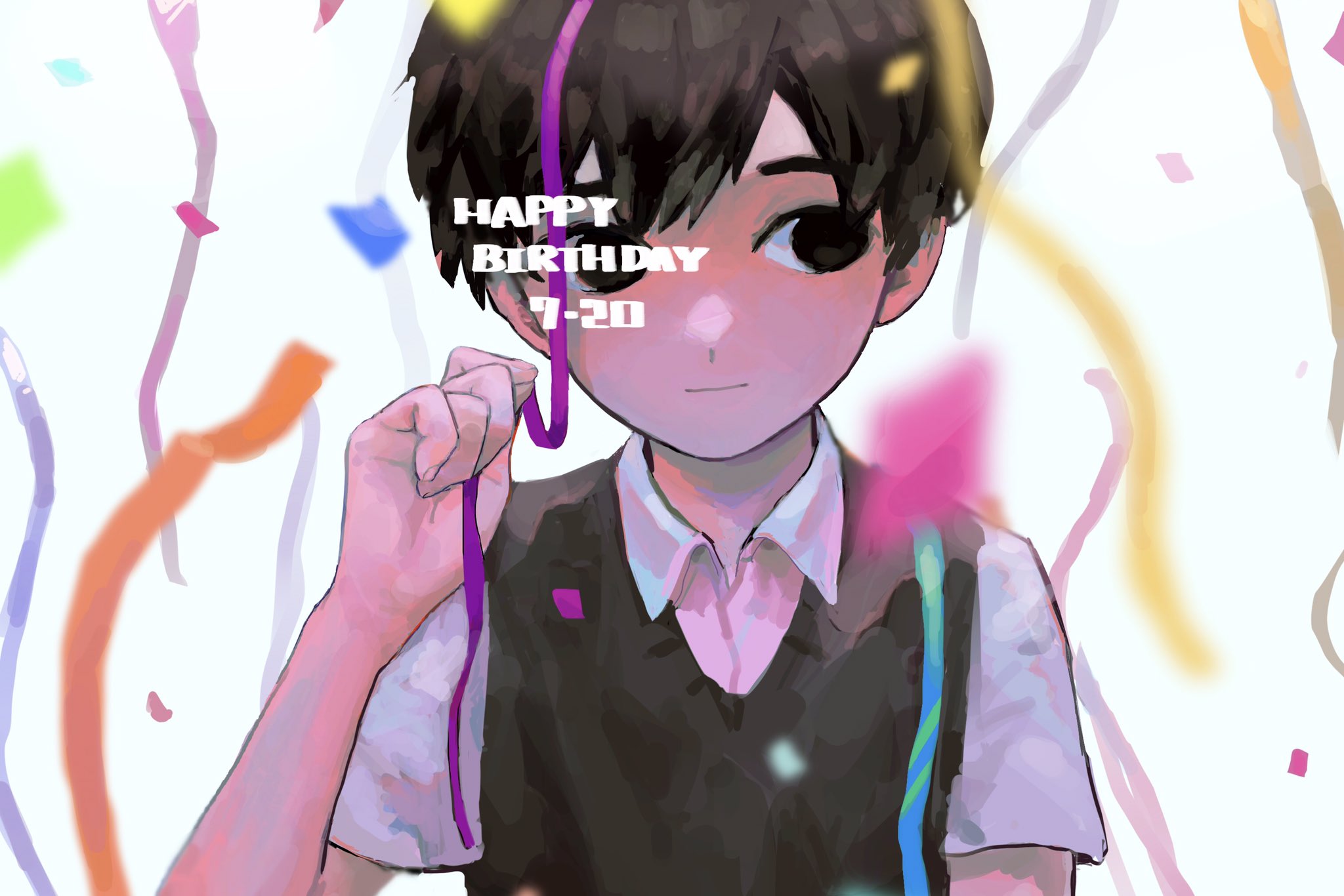 Happy Birthday Sunny Omori with Confetti HD Wallpaper