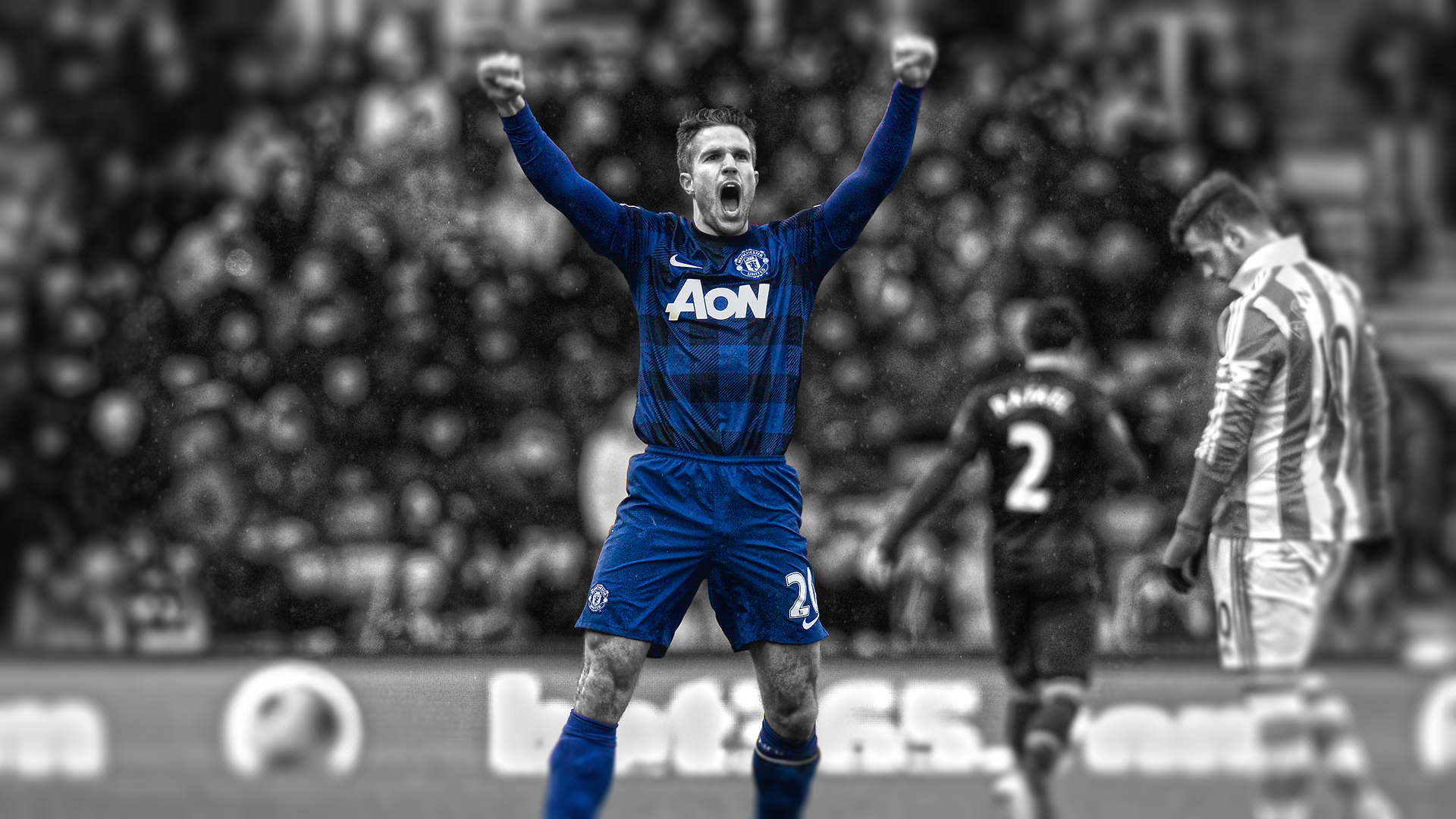 Robin Van Persie celebrates for Manchester United HD Wallpaper