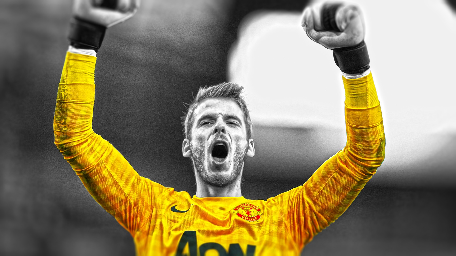 David De Gea celebrates for Manchester United HD Wallpaper