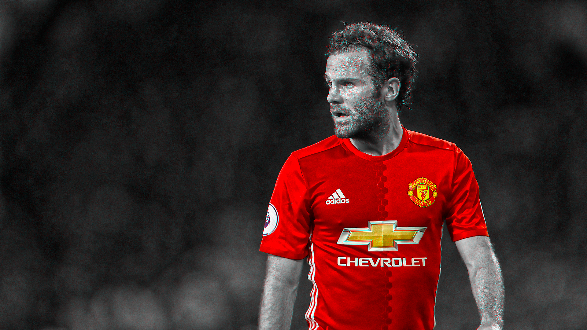 Juan Mata Manchester United Red Kit Selective Color HD Wallpaper
