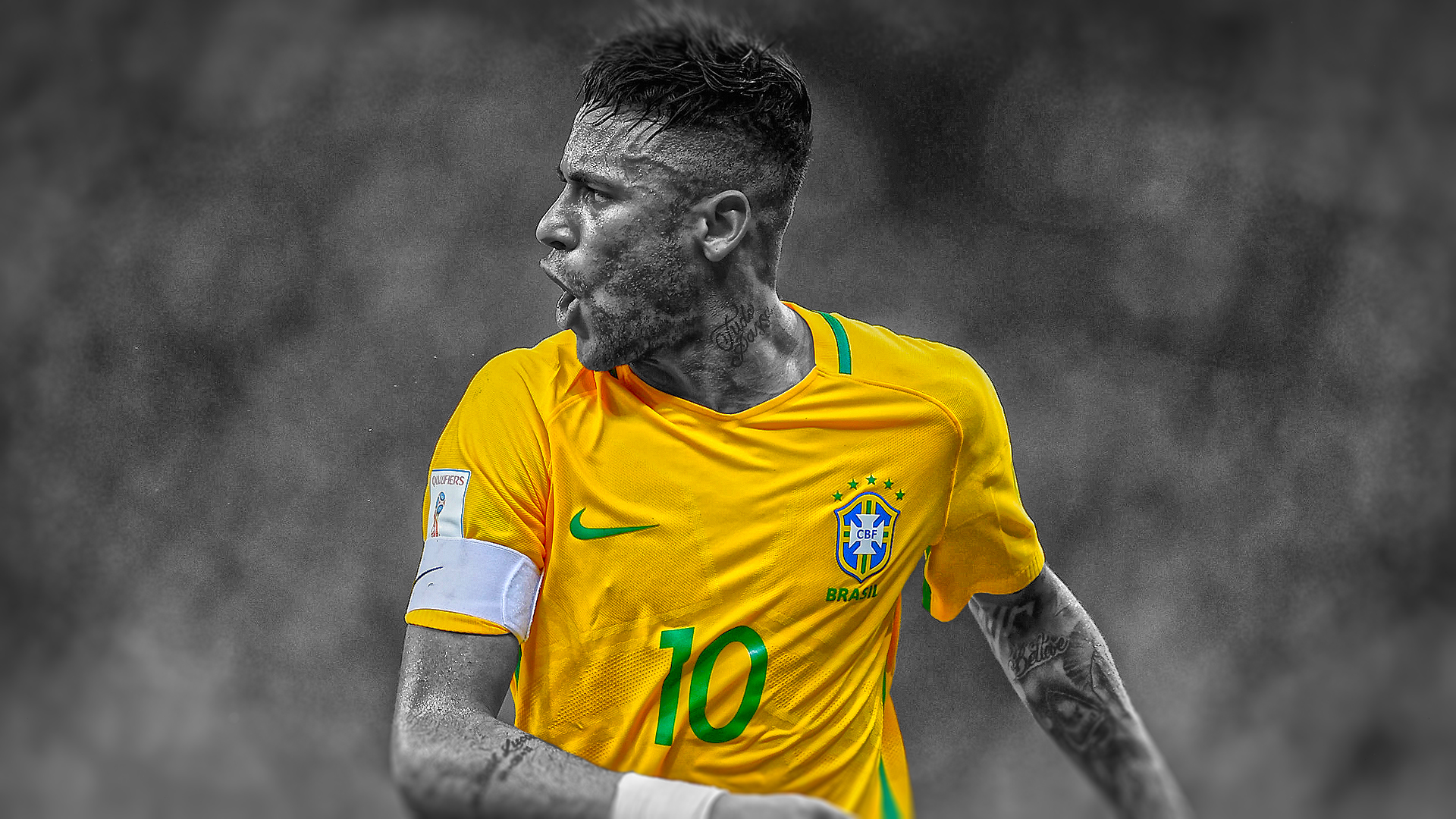 Neymar in Brazil National Football Team Jersey HD Wallpaper