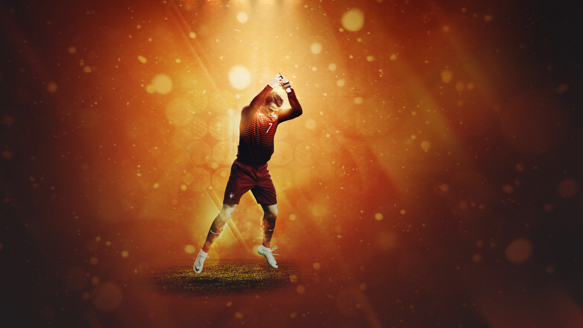 Cristiano Ronaldo Jumps for Portugal HD Wallpaper
