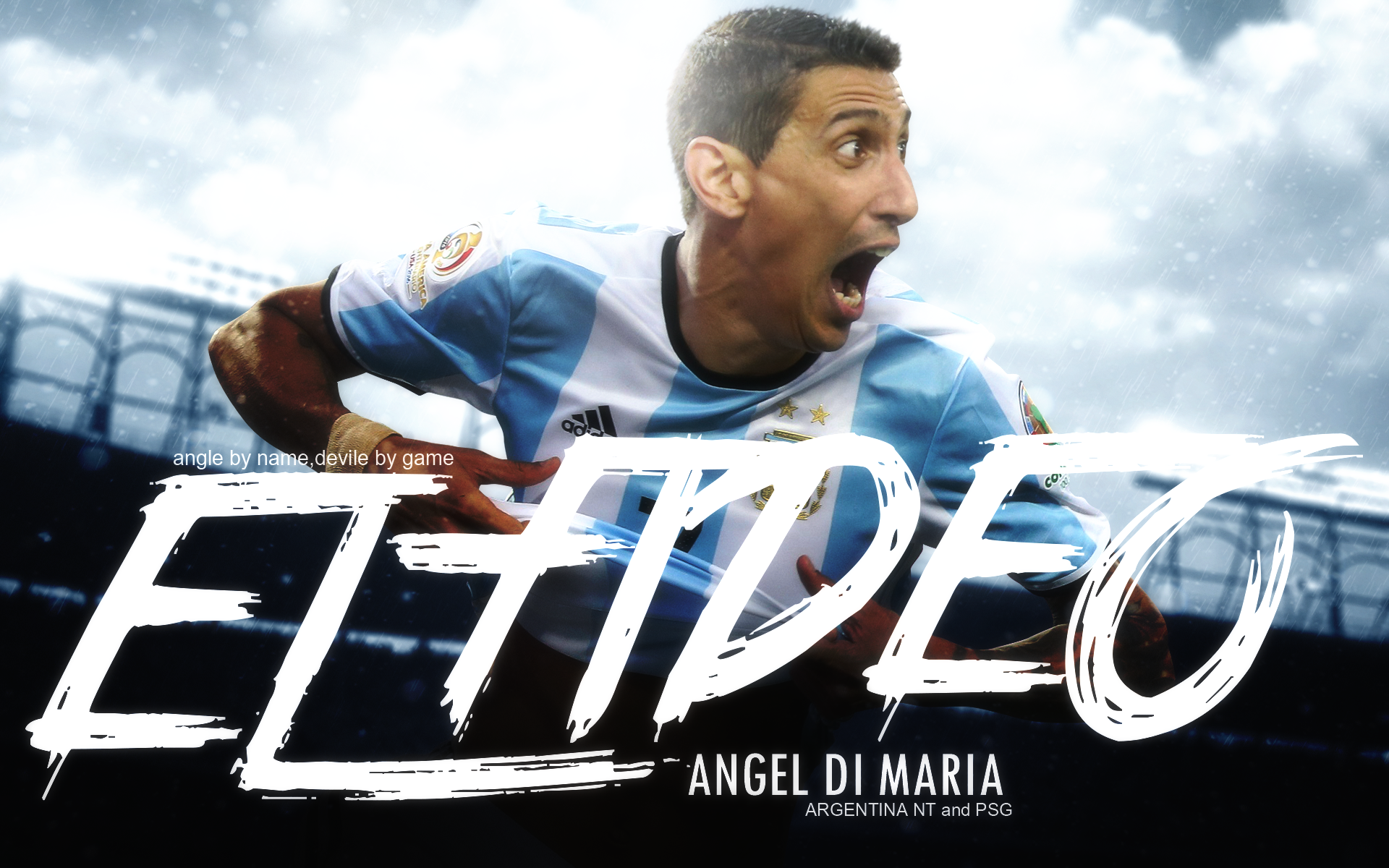 Ángel Di María "El Fideo" celebrates for Argentina football HD Wallpaper