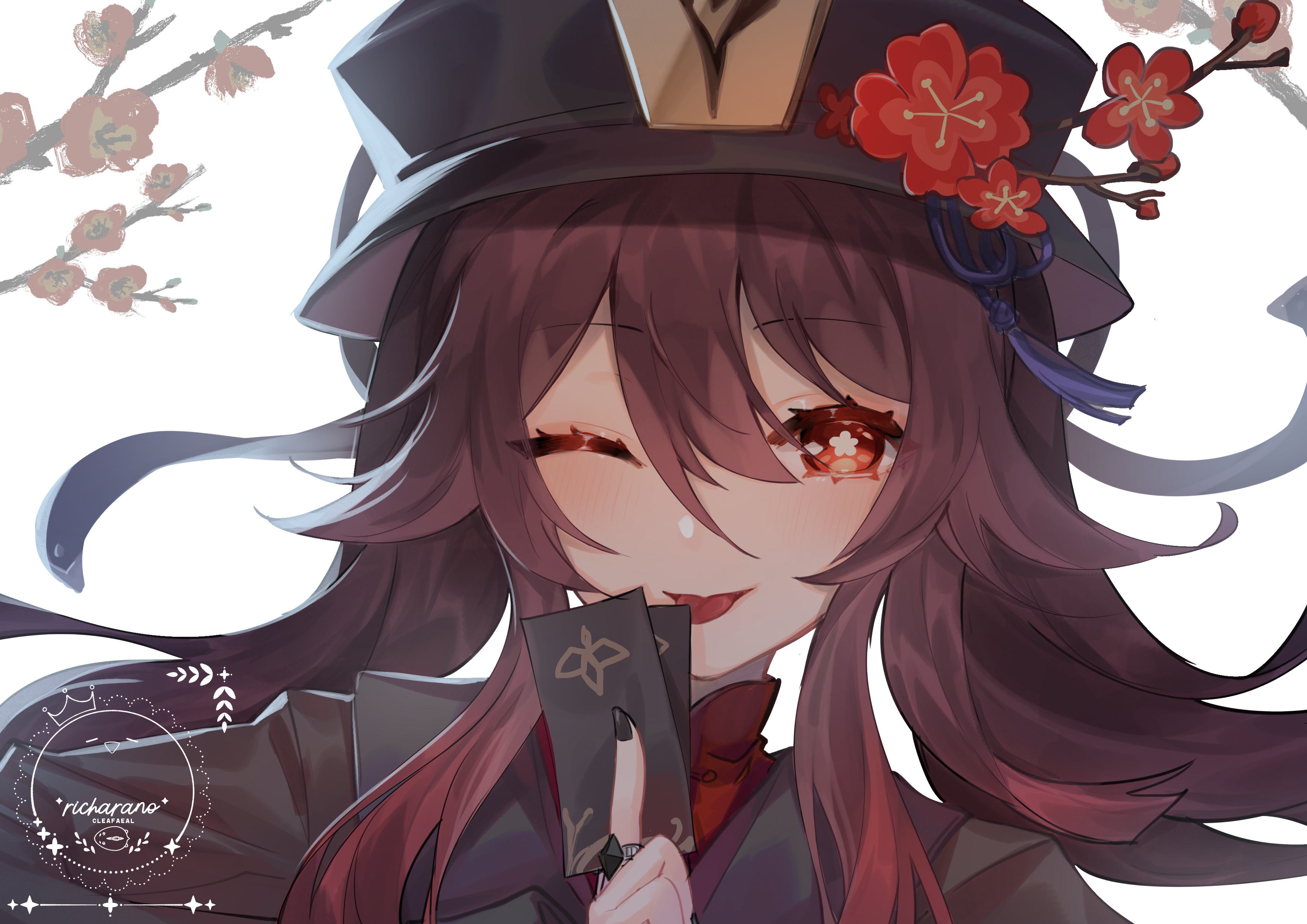 Hu Tao Anime Character Portrait HD Wallpaper