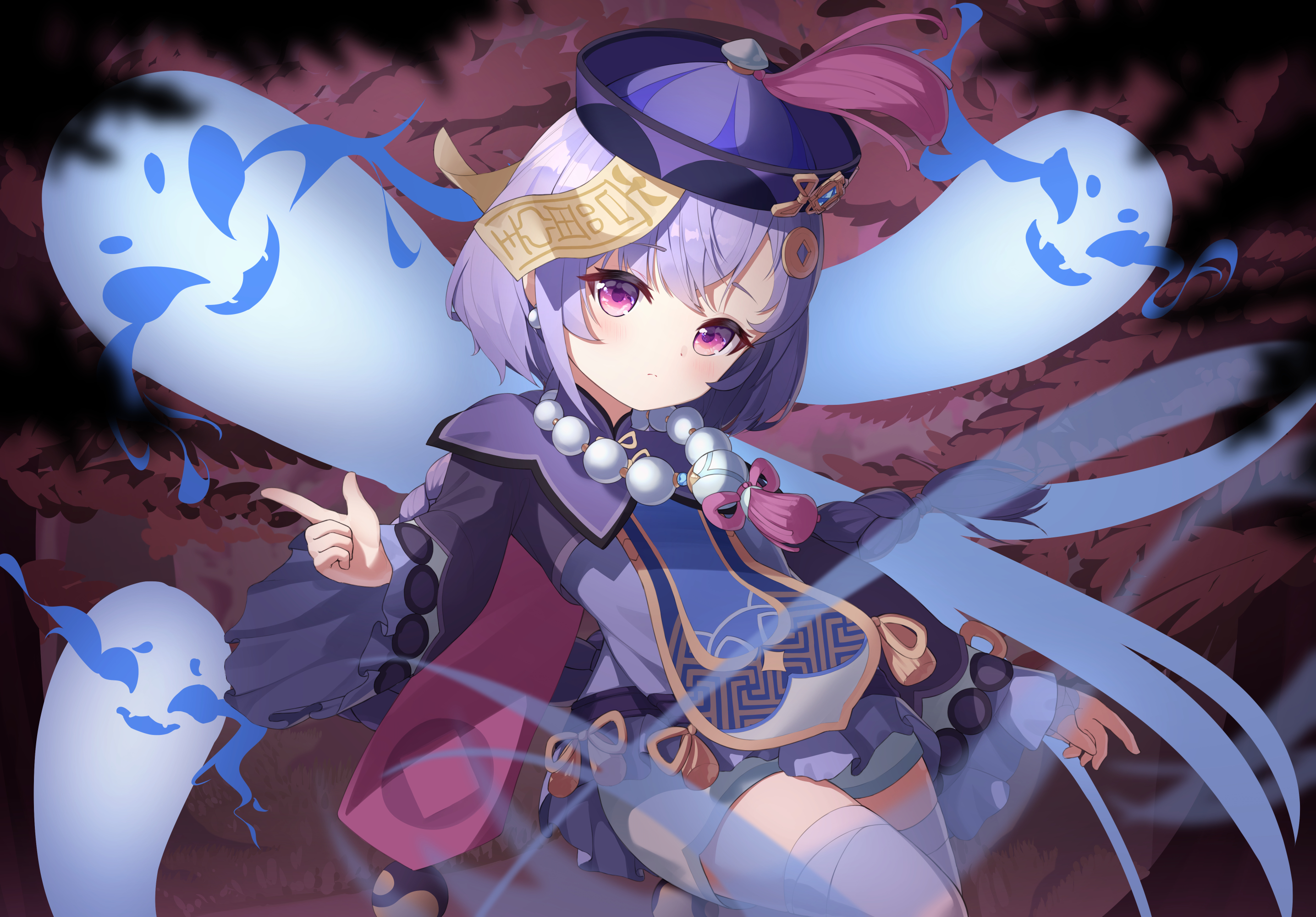 Qiqi (Genshin Impact) with her ghosts HD Wallpaper