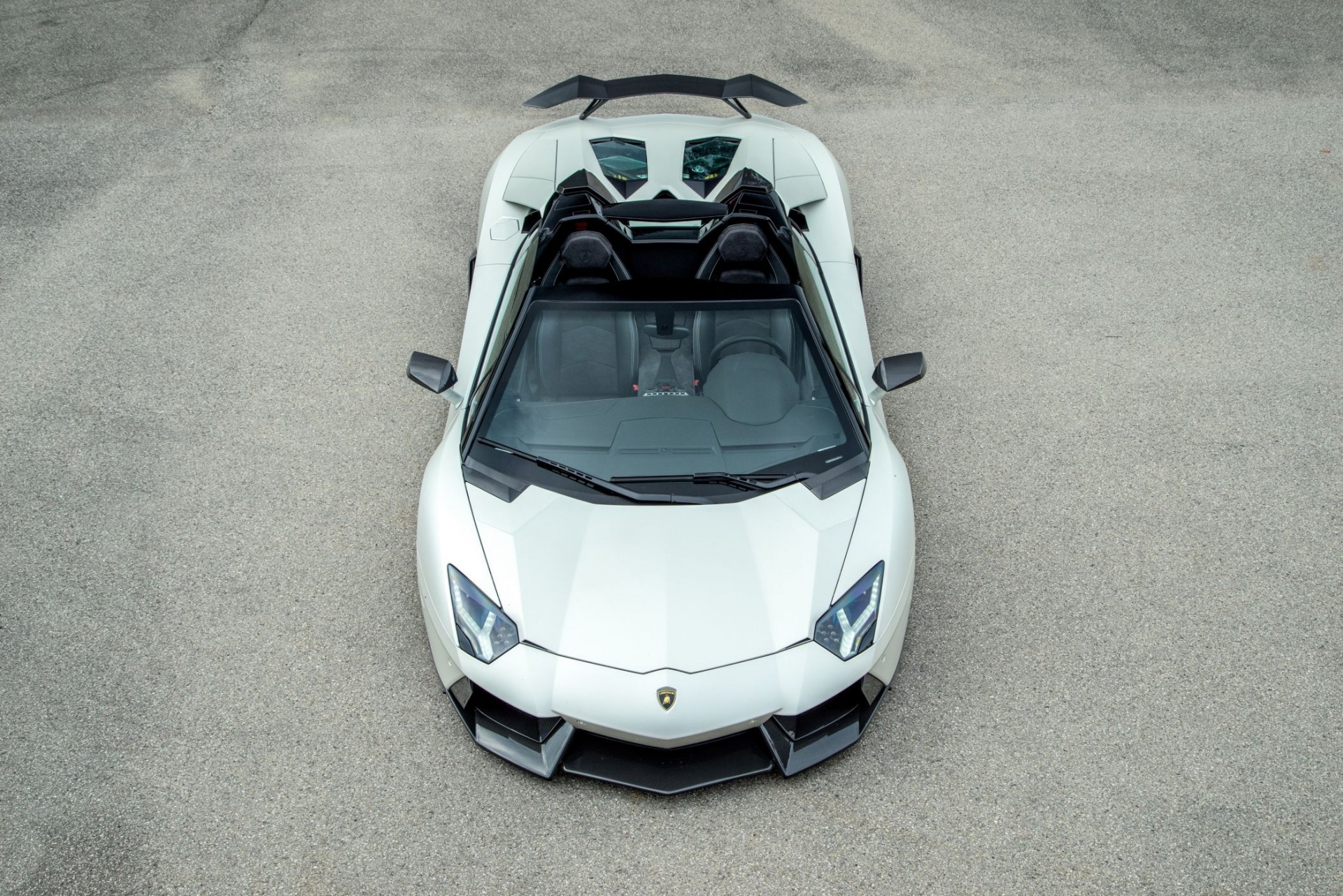 White Lamborghini Aventador Roadster from above HD Wallpaper