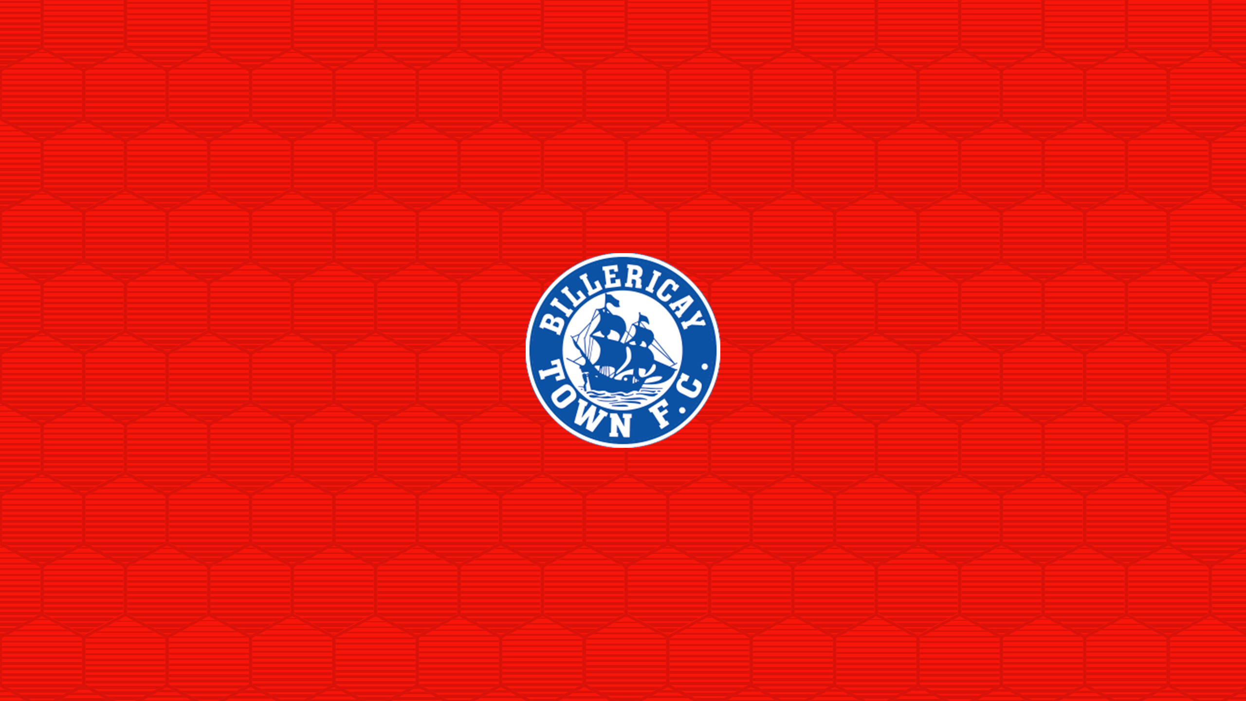 Billericay Town F.C. Soccer Logo on Red Hexagon Pattern HD Wallpaper