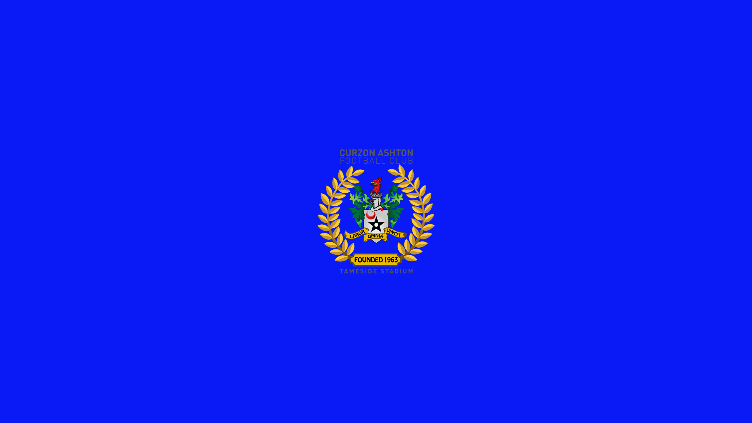 Curzon Ashton F.C. Emblem on Blue Background HD Wallpaper