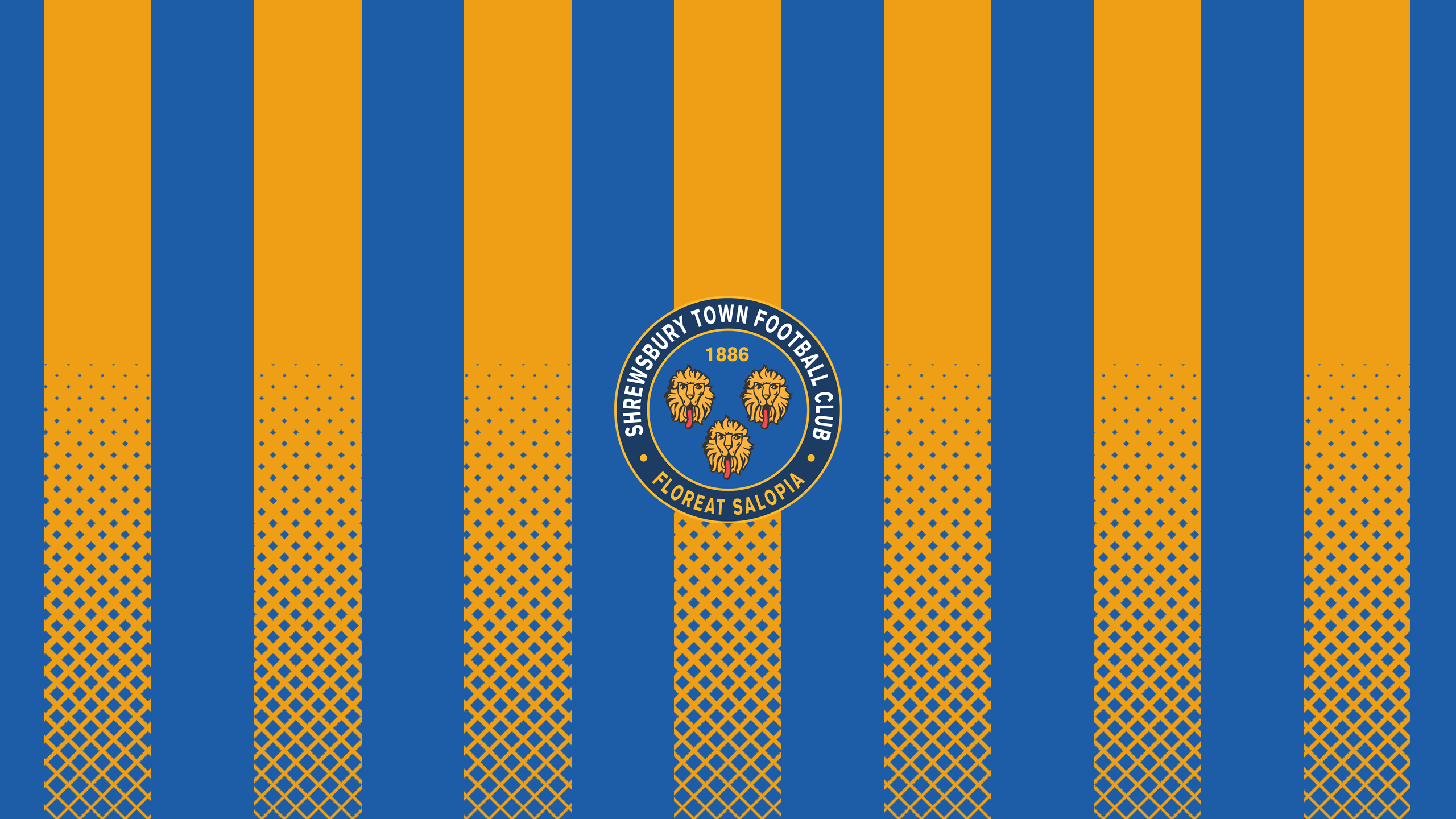 Shrewsbury Town F.C. Emblem on Blue Orange Stripes HD Wallpaper