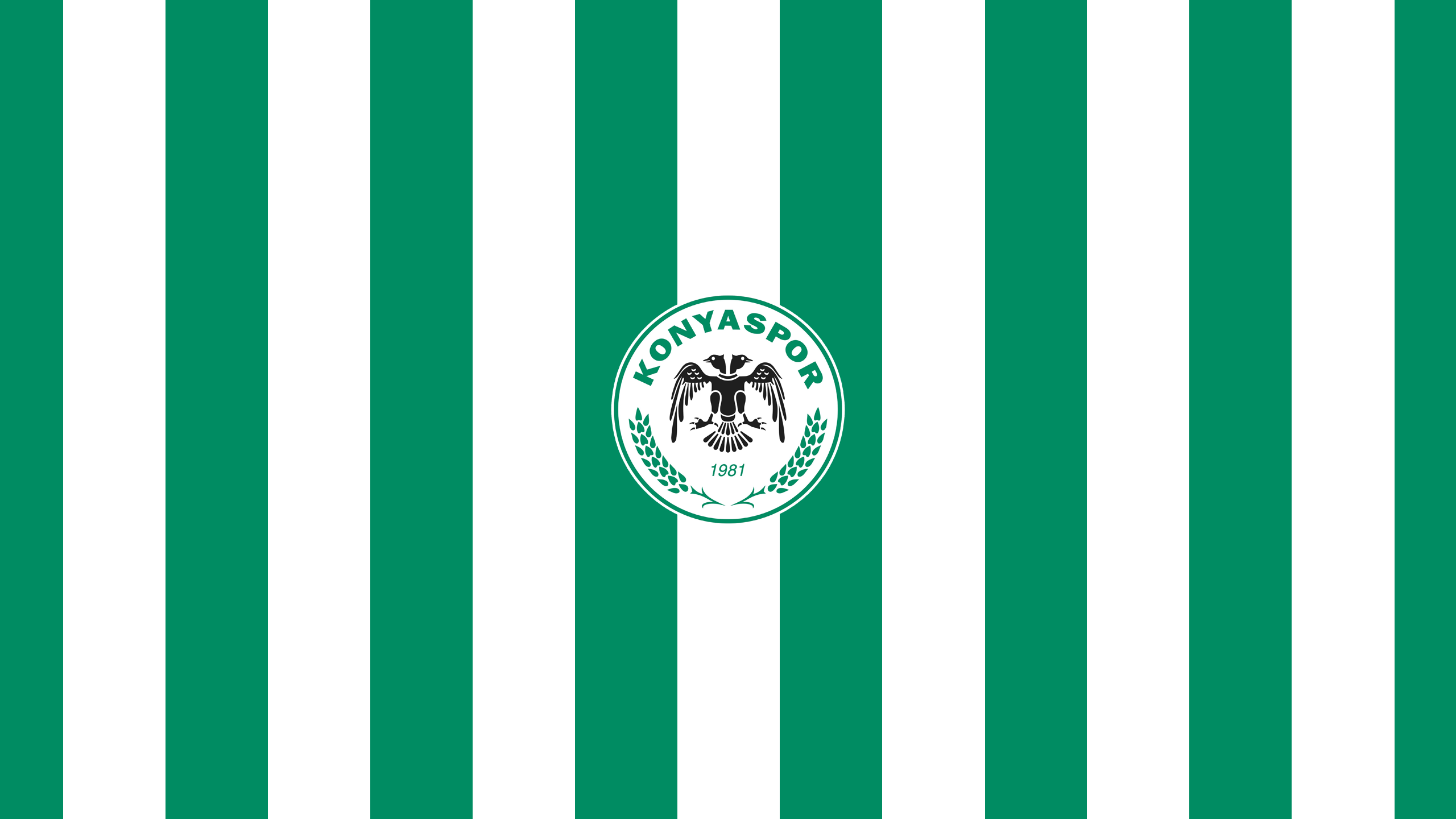 Konyaspor emblem on green and white stripes HD Wallpaper